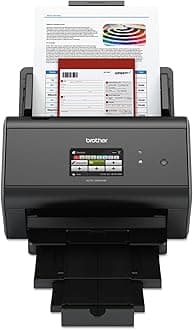 Brother ImageCenter ADS-2800W Wireless Document Scanner, Multi-Page Scanning, Color Touchscreen, Integrated Image Optimization, High-Precision Scanning, Continuous Scan Mode, Black