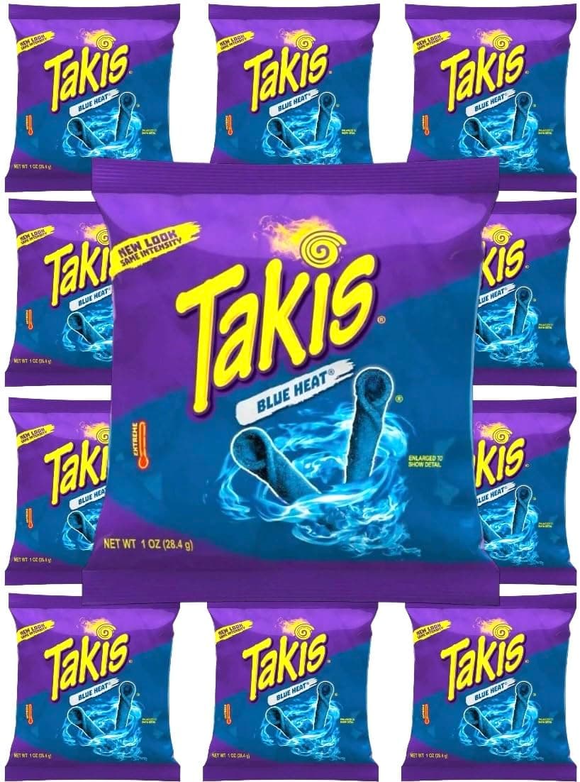 Takis Blue Heat - 12 Count, 1oz Bags with a Mystery Item, Perfect Snack with a Surprise