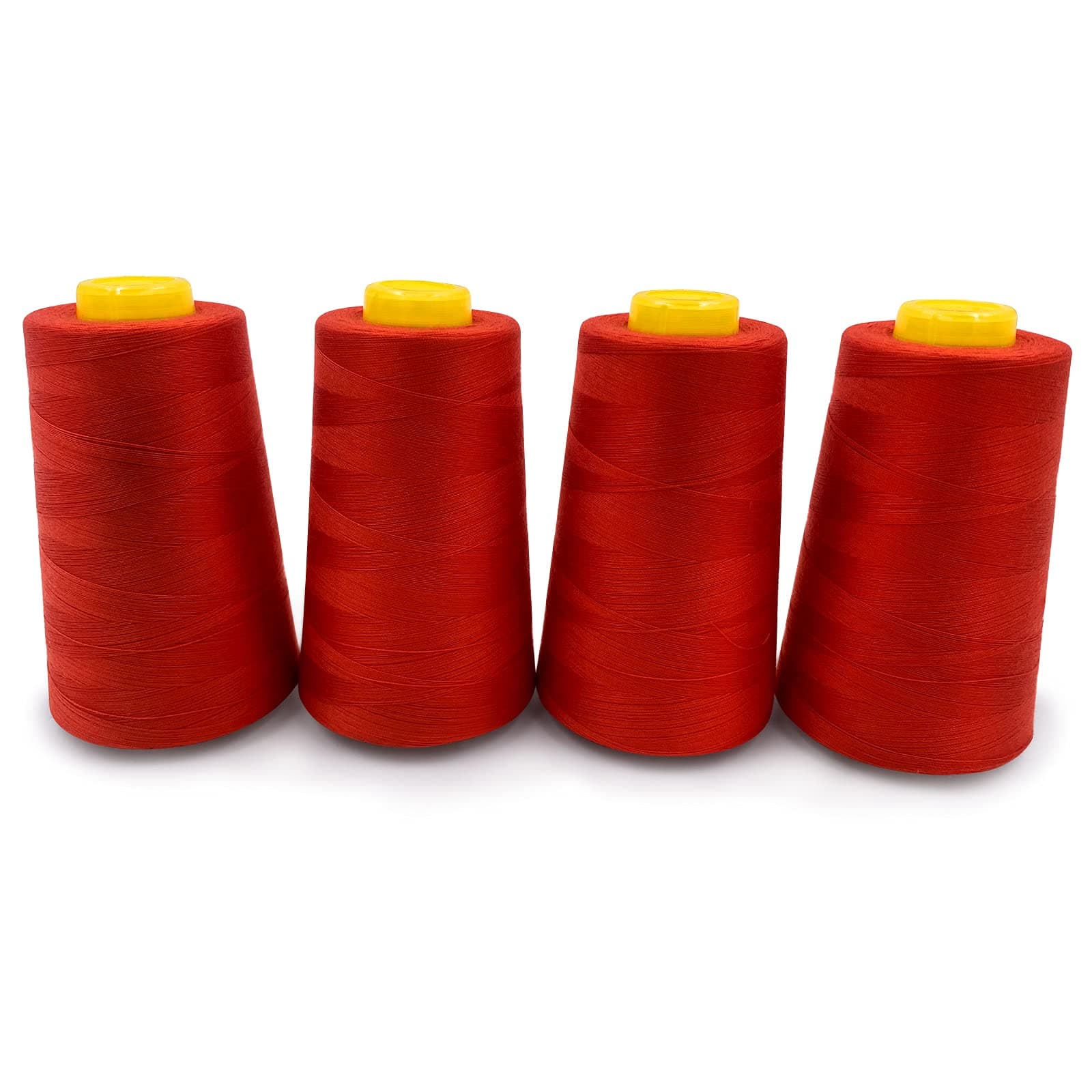 Tortoise 4 Cones of 3000 Yards Each Spool Thread for All Purpose, Quilting, Serger, Overlock Sewing Machines - 100% Polyester - 40S/2 Red