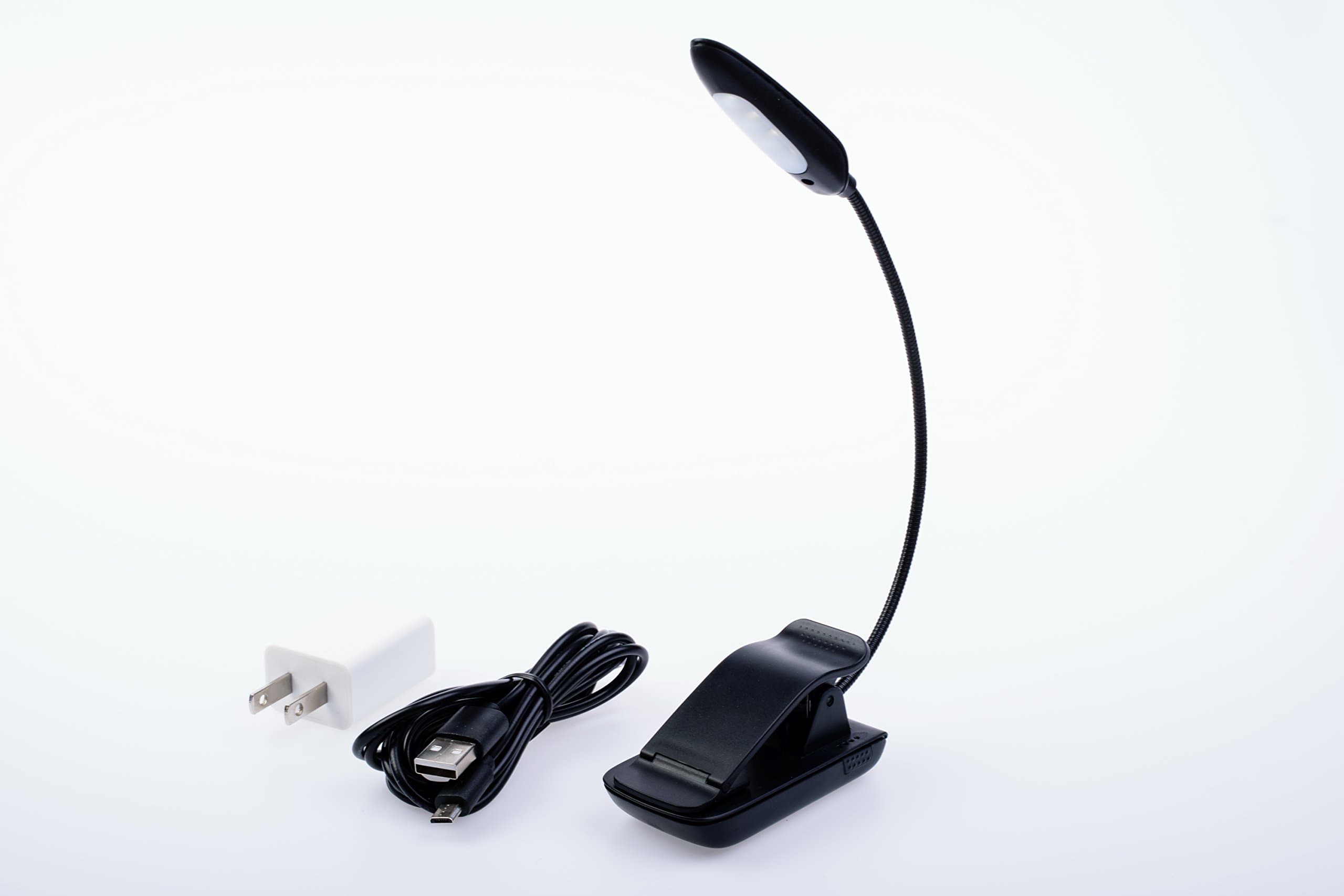 Book Light for Reading in Bed - 7 LED, 3 Brightness Levels - 3 Light Colors - Rechargeable Clip On Lamp - Micro USB Cable, Fast Charger - Replaceable Battery, Easy to Use & Portable