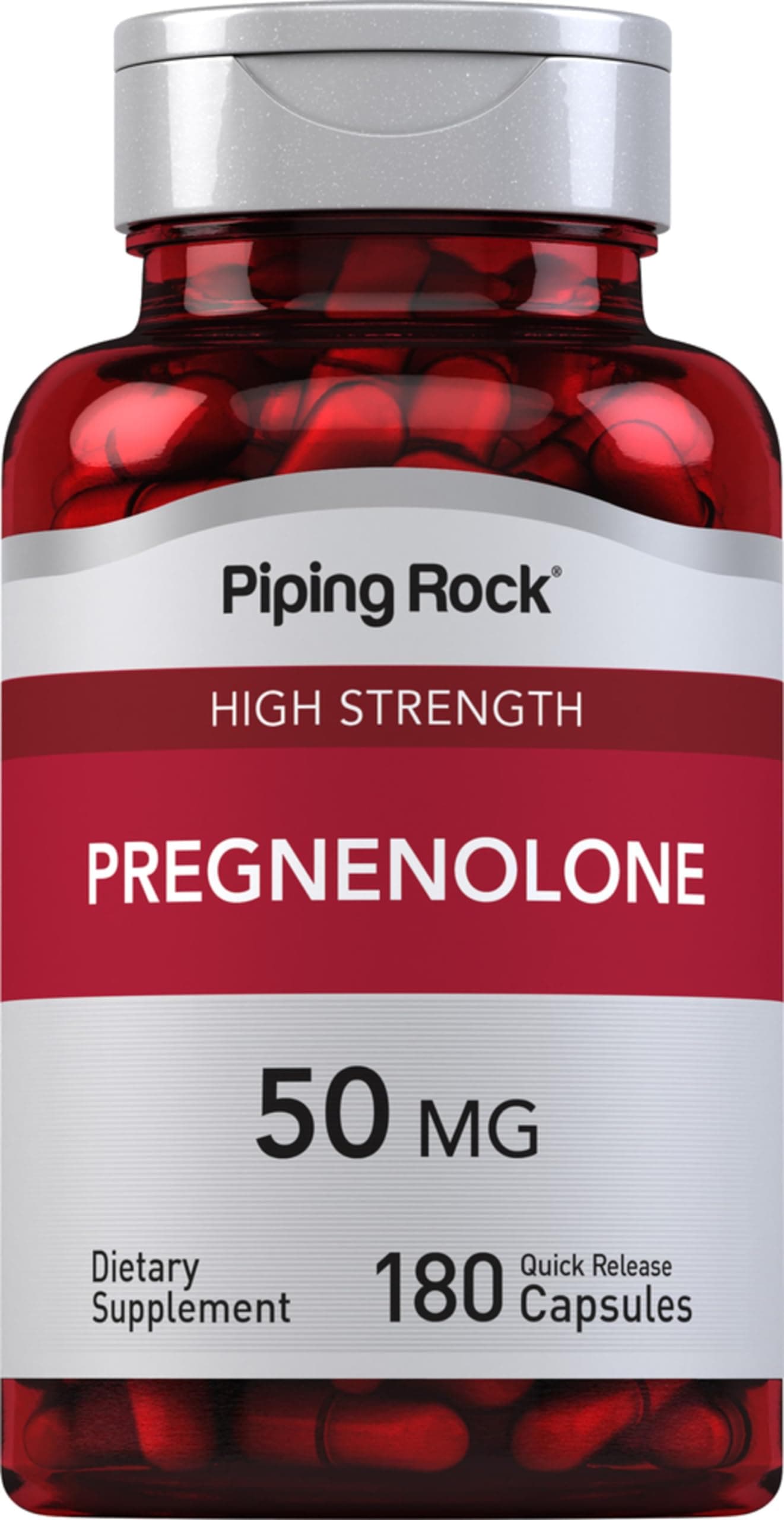 Pregnenolone 50 mg | 180 Capsules | Hormone Support Supplement | Non-GMO, Gluten Free