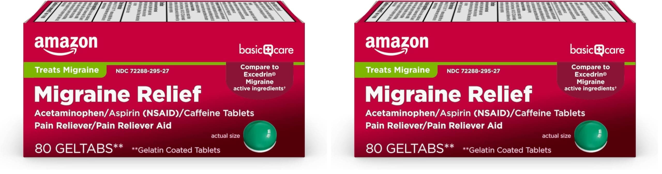 Migraine Relief Geltabs, Acetaminophen, Aspirin (NSAID) and Caffeine, 80 Count (Pack of 2)