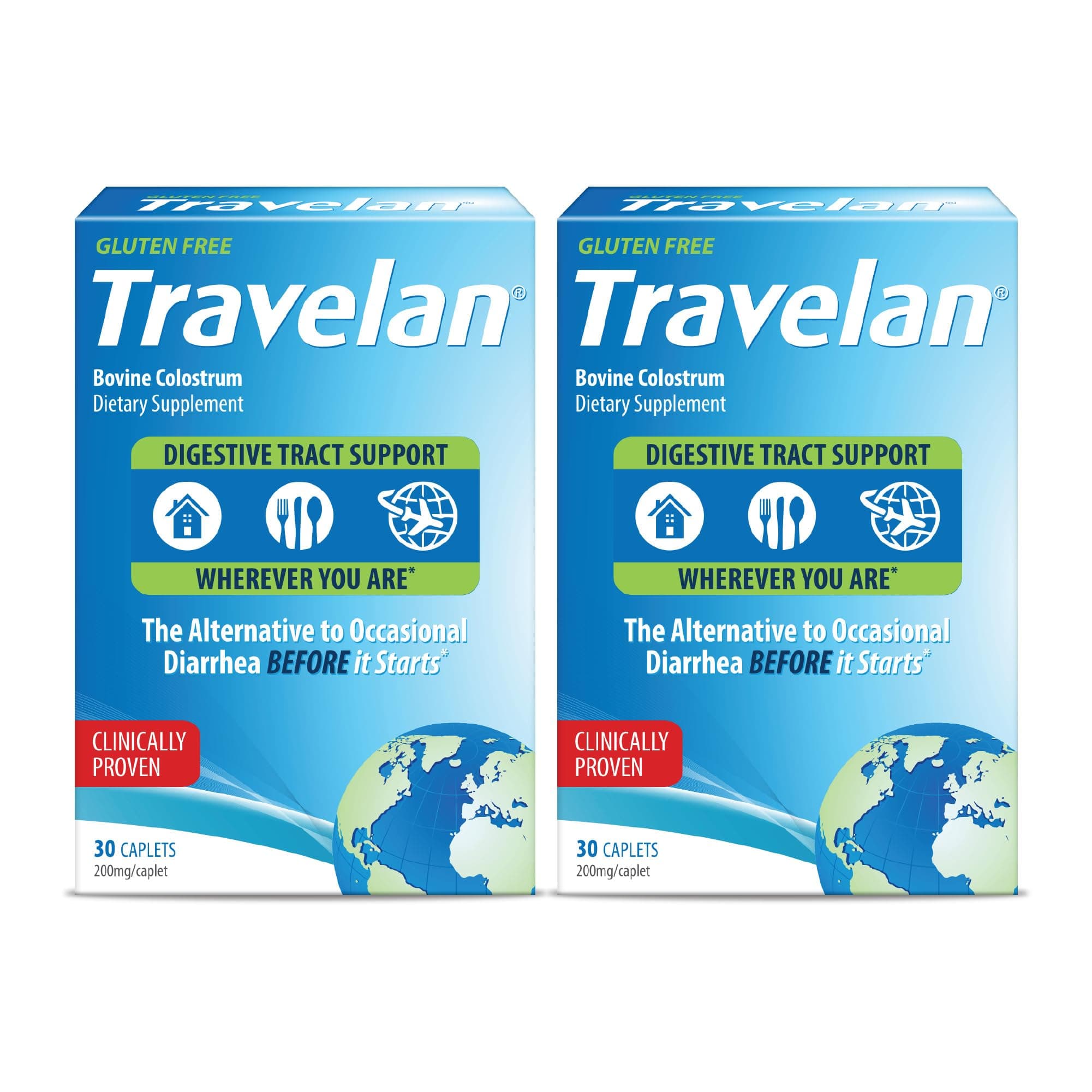 Anti Diarrhea Travel Medicine for Gas Relief, Bloating, Cramping and Digestive Support, Natural Colostrum Dietary and Immune Support Supplement, Blister Pack for Travel, 60 Pills