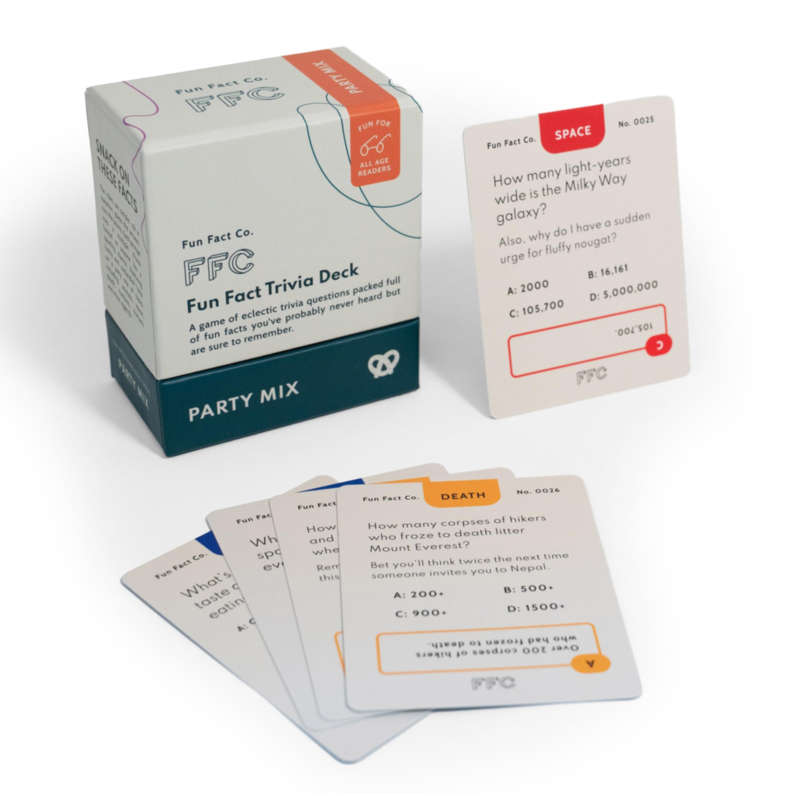 Fun Fact Co. Fun Fact Trivia Game, Funny Trivia Prompts, 100 Interesting Trivia Question Cards, Educational Game, Quiz Game for Adults and Kids, Orange