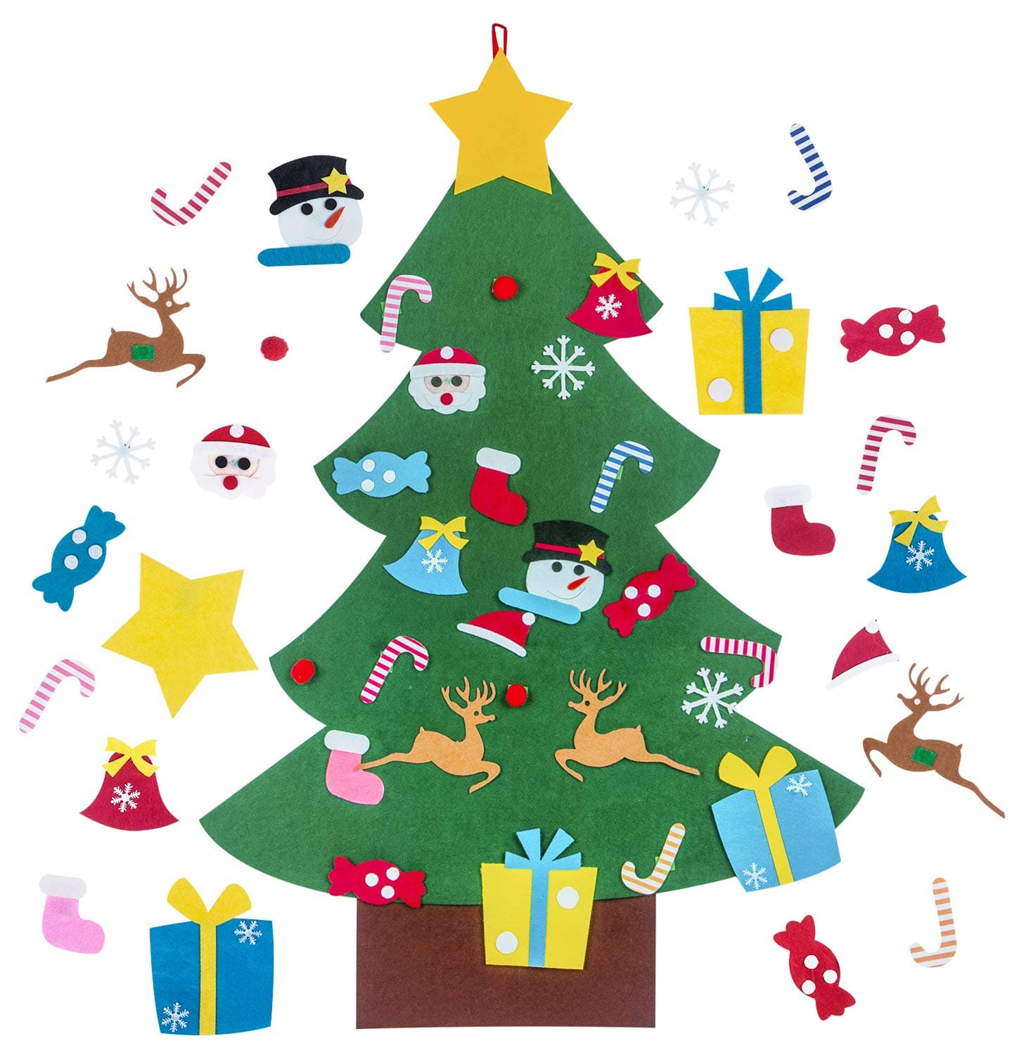 Unves 3ft DIY Felt Christmas Tree with 26pcs Ornaments, Xmas Gifts for Kids Wall Hanging Christmas Tree Decorations Toddlers Handmade Detachable Set