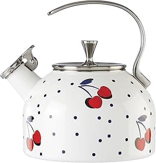 kate spade new york Vintage Cherry Dot Tea Kettle, 2.5-quart, 8.75"