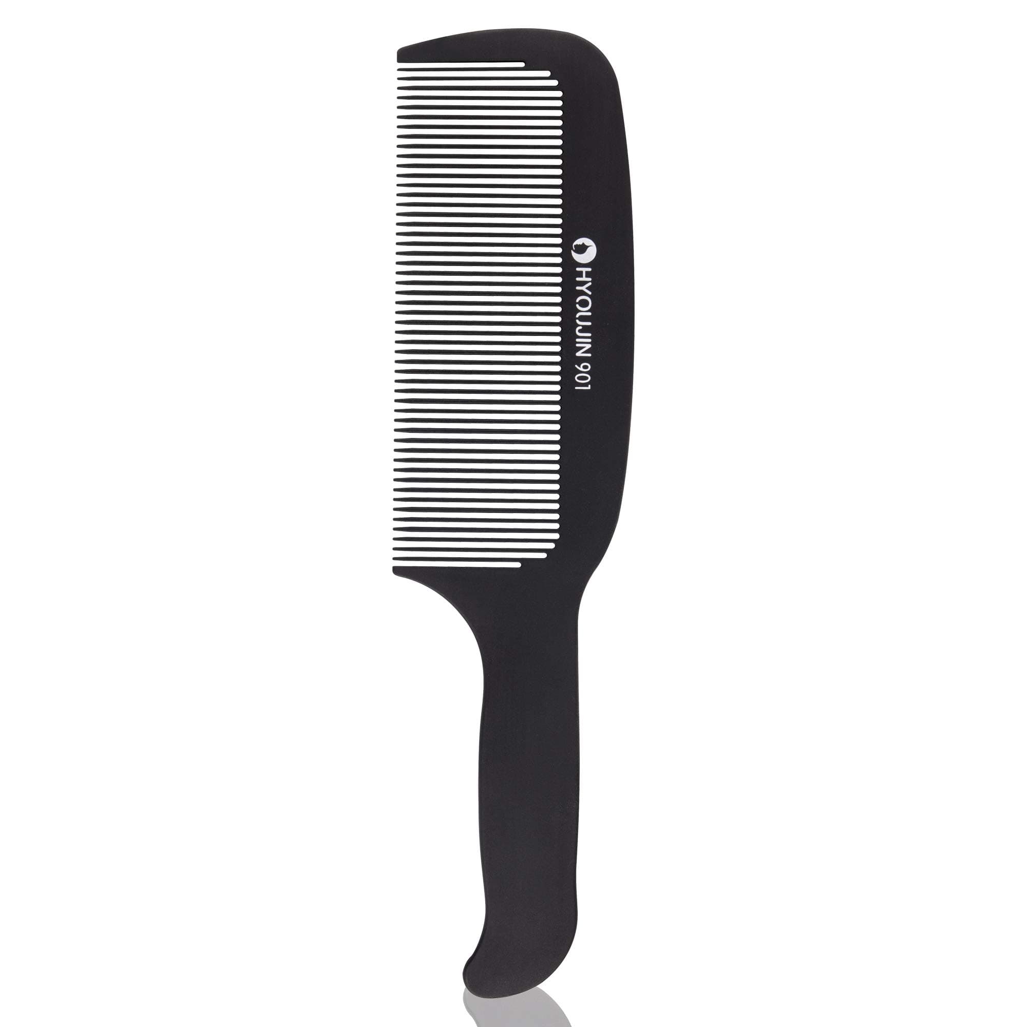 HYOUJIN 901 Black Carbon Flat Top Clipper Comb, 100% Anti-Static, 230℃ Heat Resistant,Hair Cutting Combs Great for Clipper-cuts and Flattops
