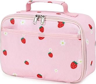 LEDAOU Lunch Box Kids Insulated Lunch Bag Girls Boys Toddler Reusable Lunchbox for School Picnic Hiking (Strawberry-Pink)