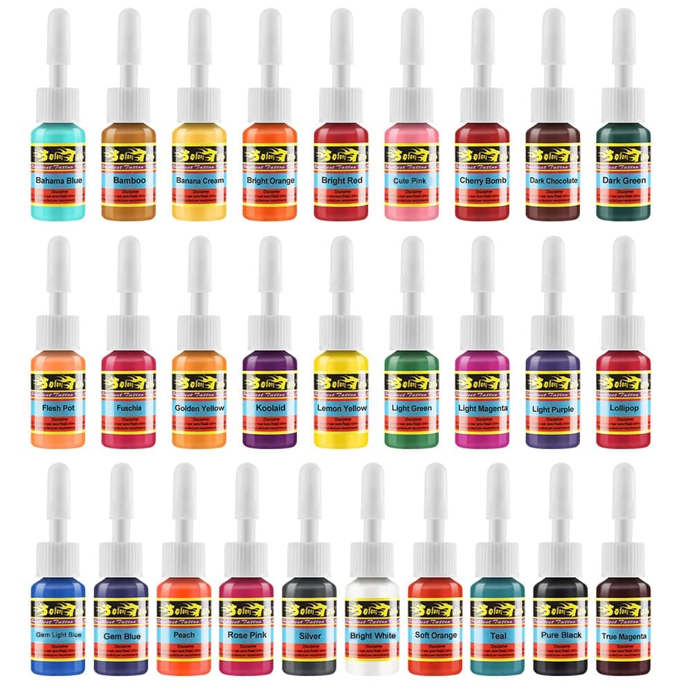 Ink Set 28 Colors Pigment Kit 1/6oz (5ml) Tattoo Supply Ink for Tattoo Kit TI1001-5-28