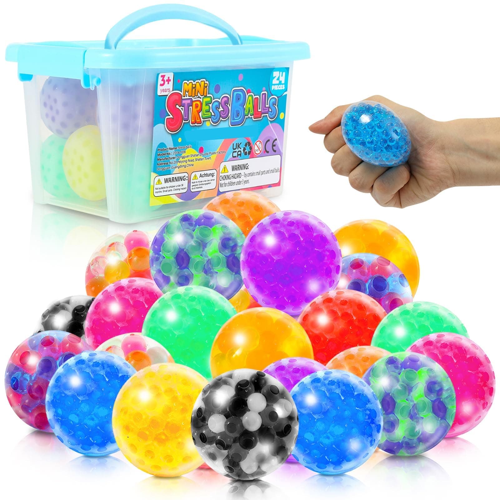 KLT Mini Stress Balls Bulk - Squishy Toys 24 Pack - Sensory Toys for Autism - Stress Ball Fidget Toys - Anxiety Toys - Party Favor Goodie Bags Stuffer