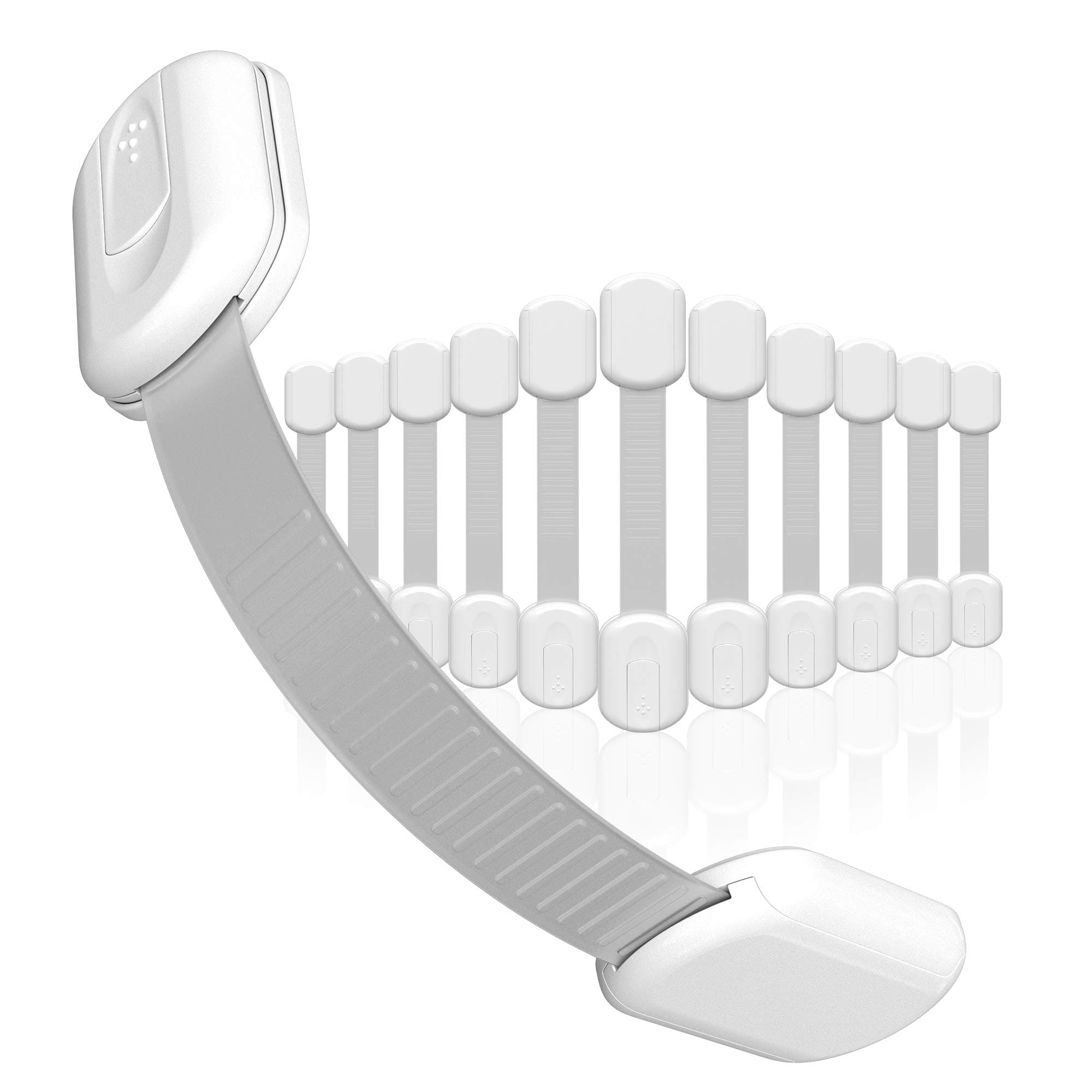 Skyla Homes - Child Safety Cabinet Locks | No Tools | Baby & Child Proof Drawers, Cabinets, Oven, Toilet Seat, and More | Multi-Purpose Use | No Drilling Needed | Super Strong 3M Adhesive (12-Pack)