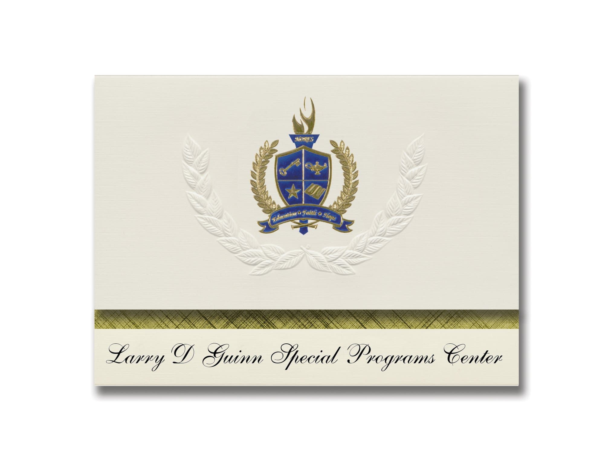 Signature Announcements Larry D Guinn Special Programs Center (Plano, TX) Graduation Announcements, Presidential Elite Pack 25 with Gold & Blue Metallic Foil seal
