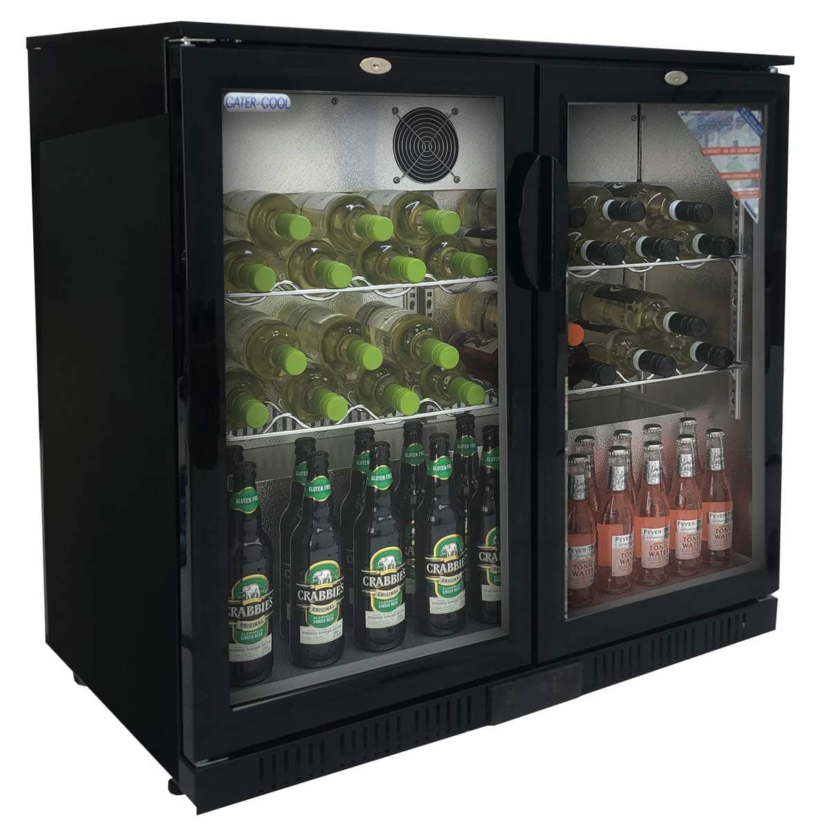 Double Door Bottle Cooler With LED Lighting HINGED ck0501LED (UK MAINLAND DEL ONLY)