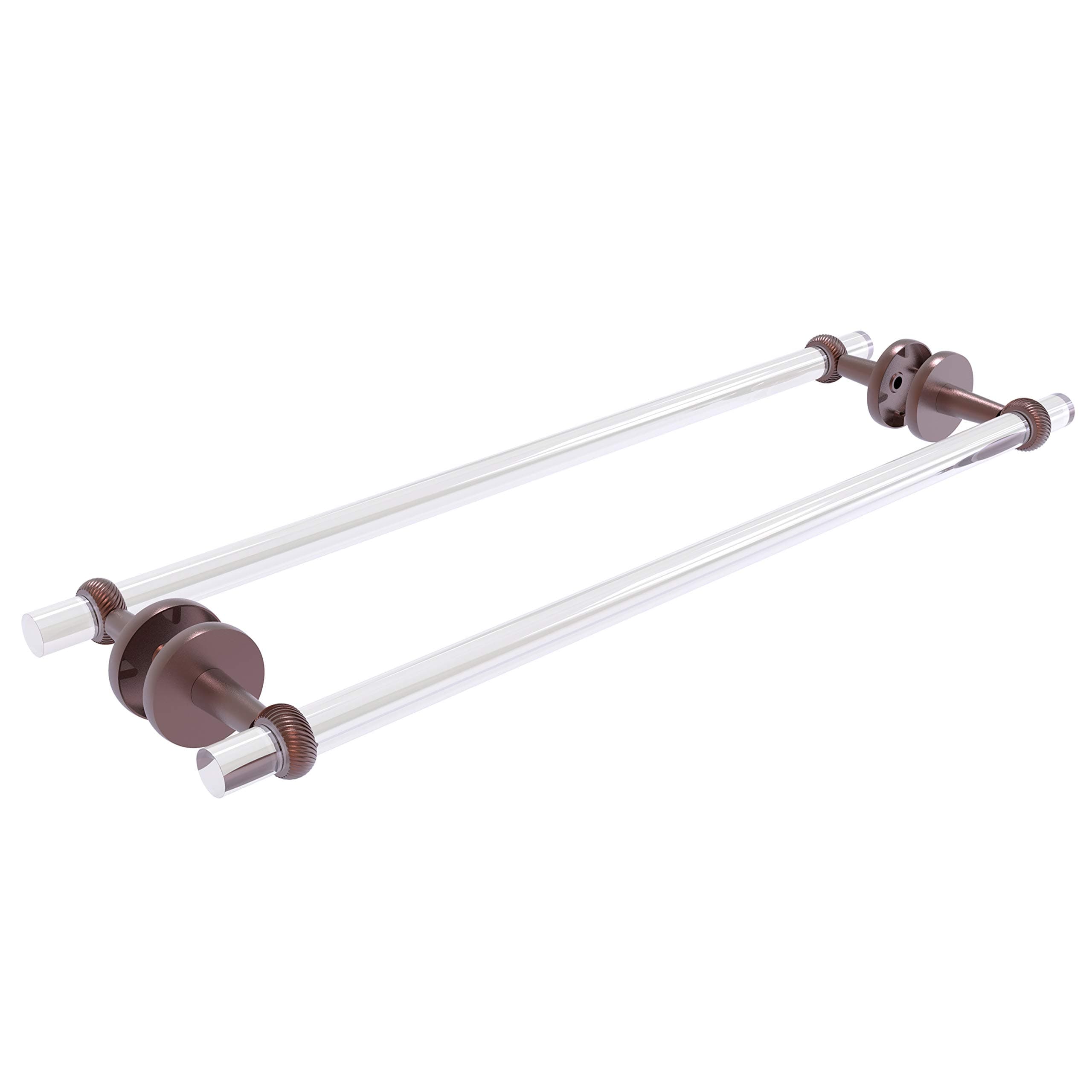 Allied Brass CV-41T-BB-24 Clearview Collection 24 Inch Back Twisted Accents Shower Door Towel Bar, Antique Copper
