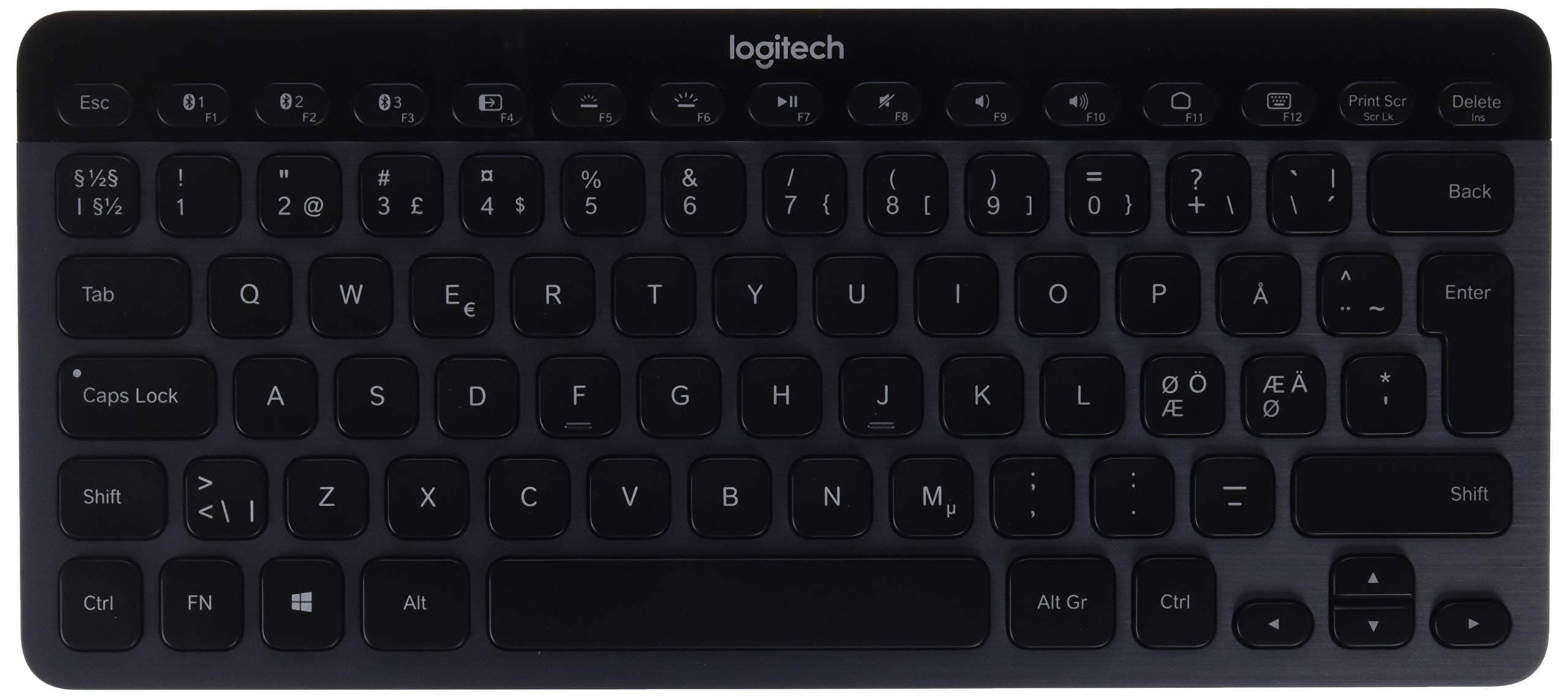 Logitech K810 Illuminated Wireless Keyboard, Wireless Bluetooth, Multi-Device, Laser-Etched Backlit Keys, USB Rechargeable, Compact, PC/Mac/Laptop/Smartphone/iPad/Tablet, QWERTY Scandinavian Layout