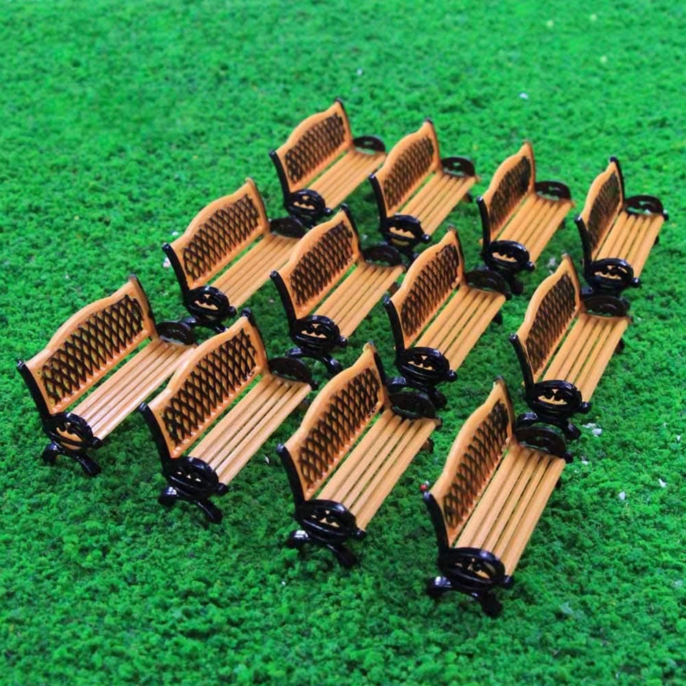 Evemodel Train Platform Park Street Seat Bench Chairs Settee 1:87 HO Scale - 12pcs Model
