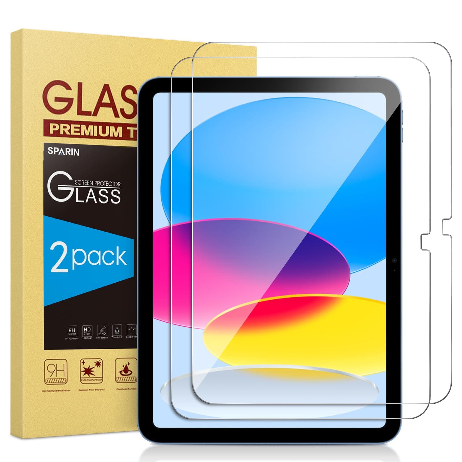 Pack of 2 Screen Protectors for iPad 11/10th Generation, iPad (A16) 11 Inch 2025/10.9 Inch 2022, 9H Hardness Scratch-Resistant Tempered Glass Film