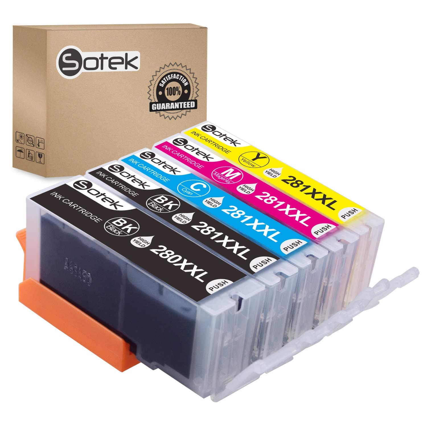 Sotek Ink Cartridge PGI-280XXL CLI-281XXL 280XL 281XL 280 281, Use with PIXMA TR7520 TR8520 TR8620 TS702 TS6120 TS6220 TS8120 TS8220 TS9120 TS9520 TS9521C Printer (No Photo Blue)