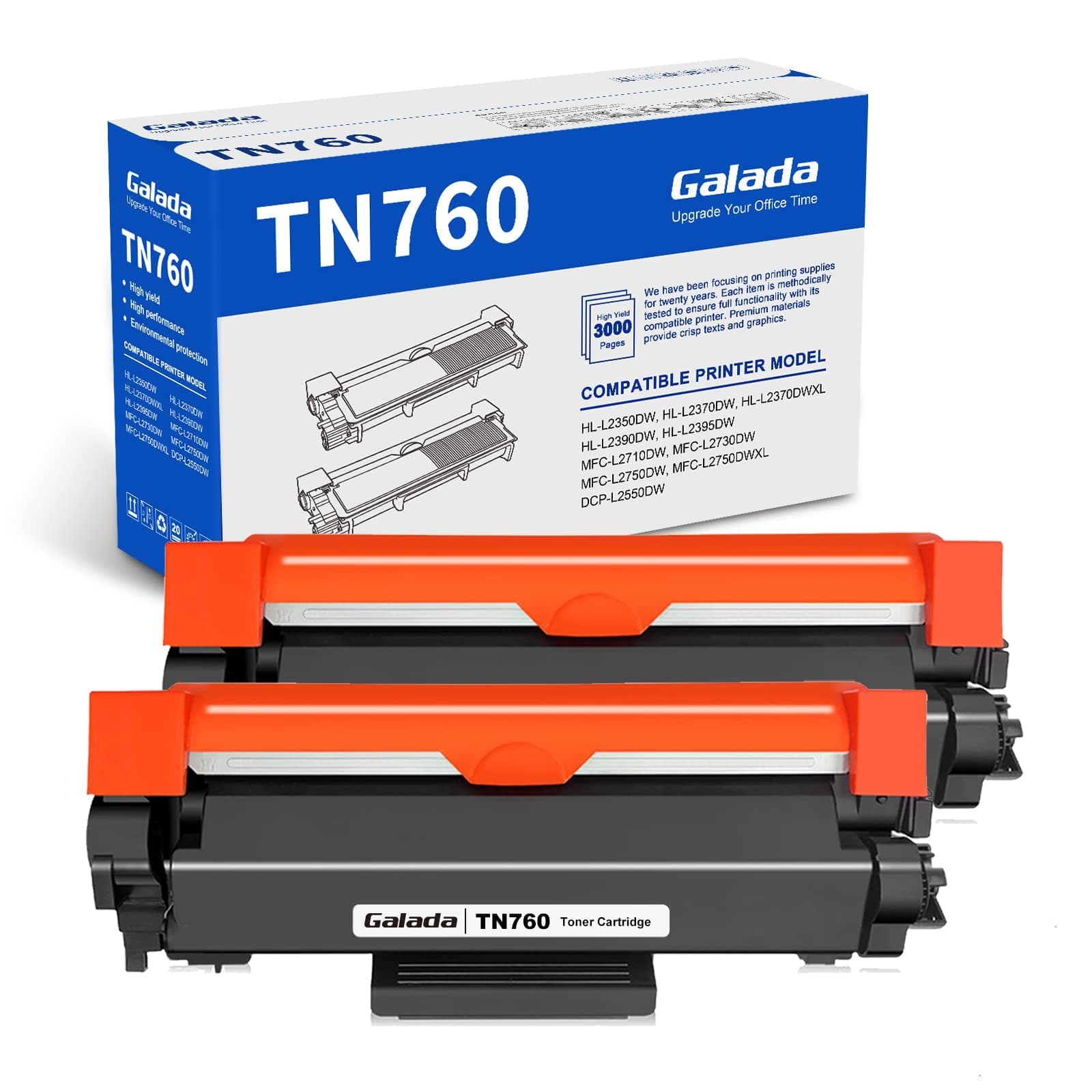 Galada Compatible Toner Cartridge Replacement for Brother TN-730 TN730 TN-760 TN760 for MFC-L2710DW MFC-L2730DW MFC-L2750DW DCP-L2550DW HL-L2350DW HL-L2370DW HL-L2390DW HL-L2395DW Printer (2 Black)