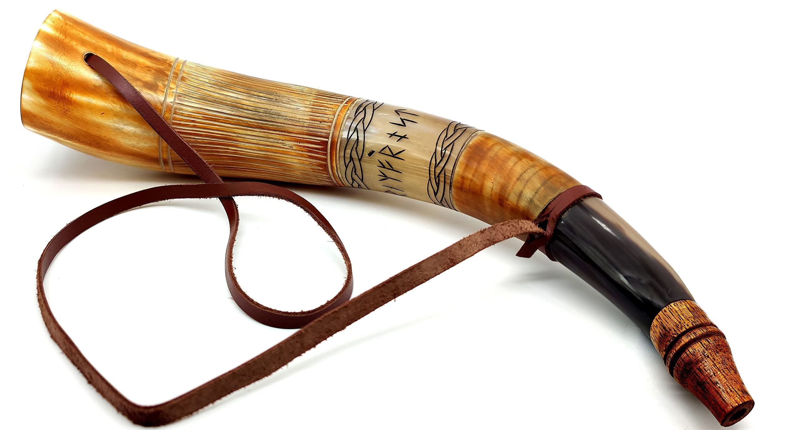 5MOONSUN5's Viking Blowing Cow Horn Whistle - Medieval, Norse Cattle Ancient Horn Bugle - Hunting Tool