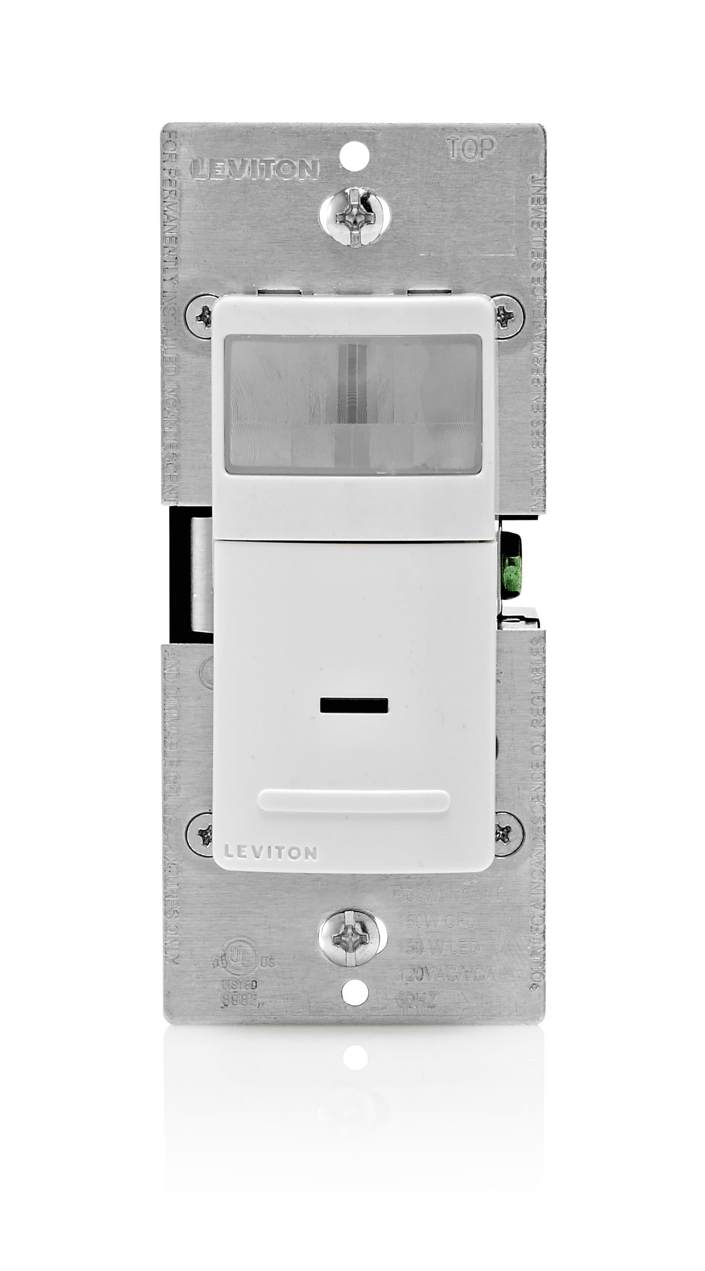 Leviton IPS15-1LZ Decora Motion Sensor In-Wall Switch, Auto-On, 15A, Single Pole or 3-Way/Multi-sensor w/ Remote, White/Ivory/Light Almond (Pack of 1)