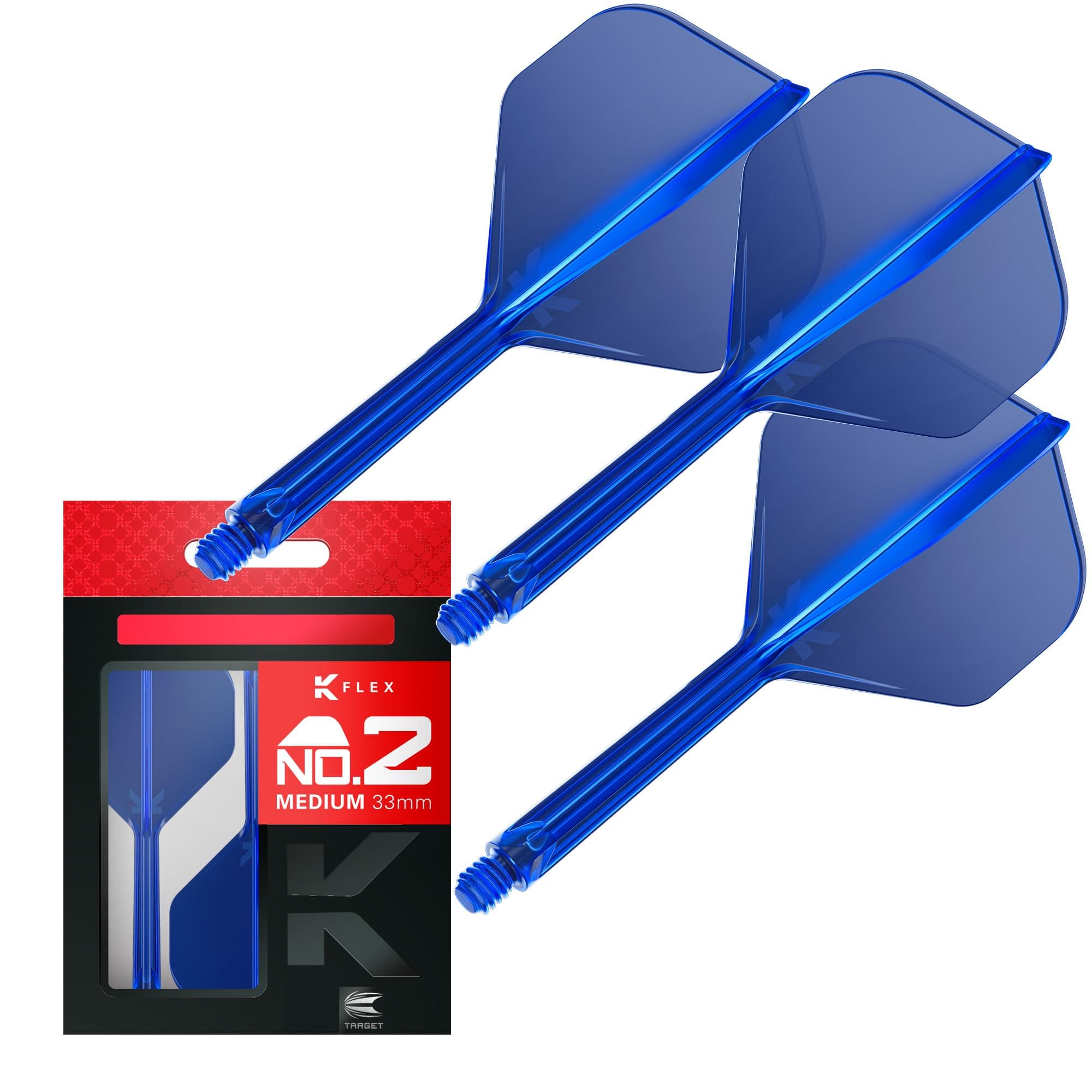 Target Darts K Flex Integrated Dart Flights And Shafts, No.2 | Pack Of 3 K-Flex - No2, Kflex All In One Moulded Dart Flight & Stem Lengths: Short, Intermediate & Medium | Professional Dart Accessories