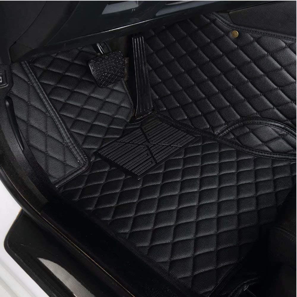 AUTURN Waterproof Custom Fit Luxury XPE Leather Car Floor Mats All Weather 3D Full Surrounded Front Rear Car Floor Liners for Toyota Corolla 2014-2018, Black with Black Stitching