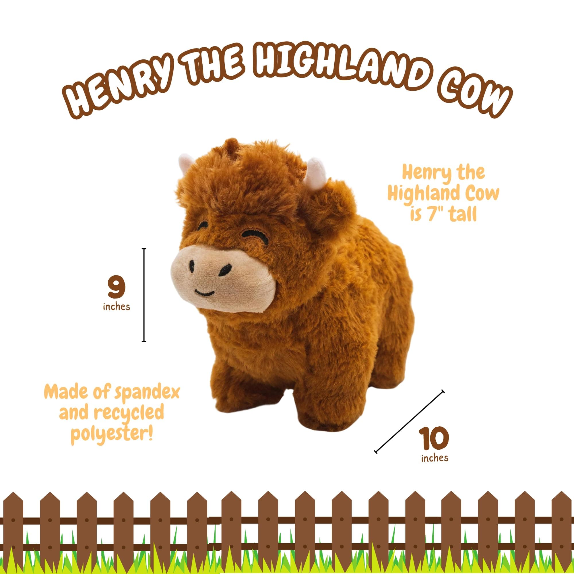 Follow Your Legend Henry The Highland Cow Plushie! - 7” Highland Cow Stuffed Animal, Stuffed Highland Cow, Highland Cow Plush
