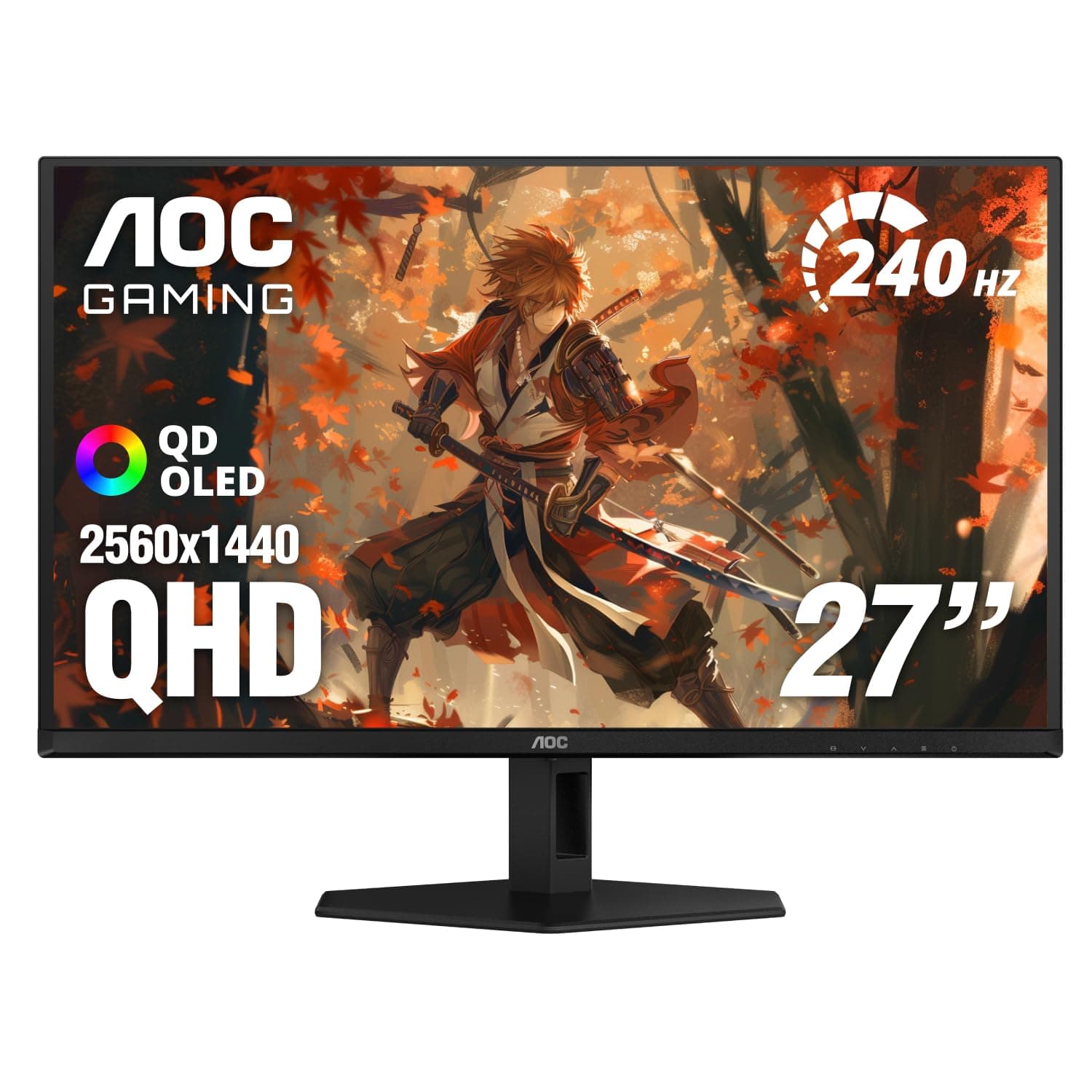 Agon PRO 27" QD-OLED Gaming Monitor, QHD 2560x1440, 240Hz, 0.03ms GtG, HDR400 True Black, Adaptive Sync, Height Adjustable, DisplayPort, HDMI, USB, Built-in Speakers, AG276QZD2