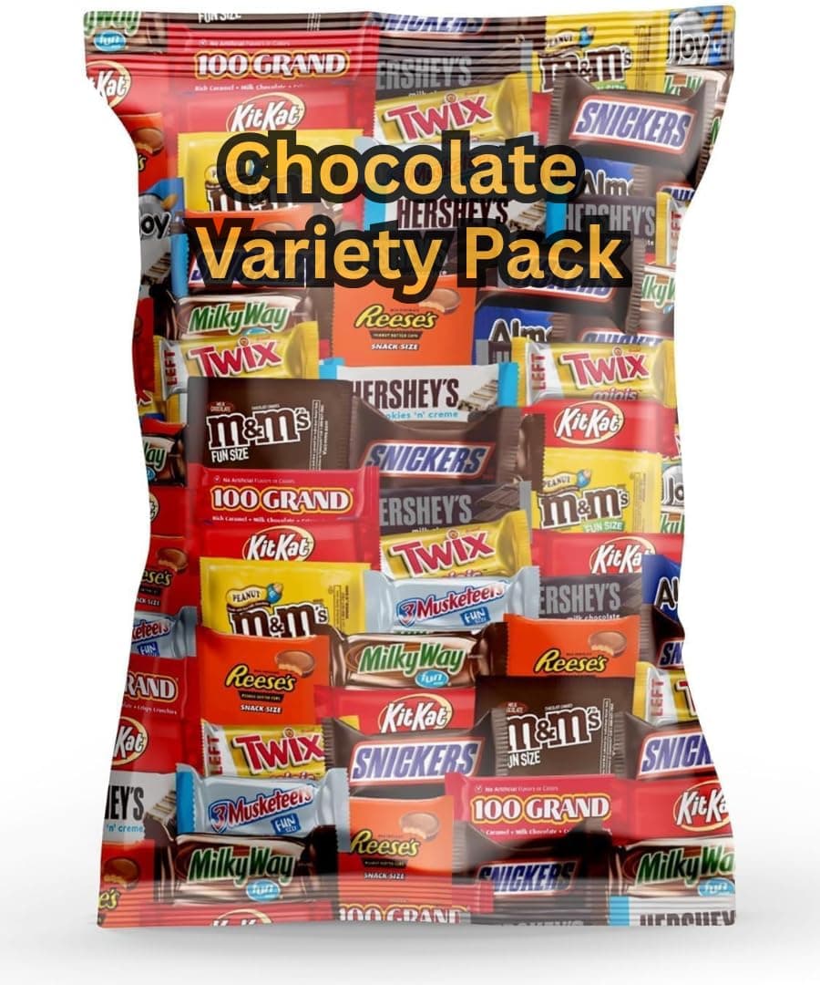 Bulk Assorted Variety Pack of Fun Size Chocolate Candy - Individually Wrapped Chocolate Mix for Parties, Gift Bags, and Everyday Treats (2 LB)