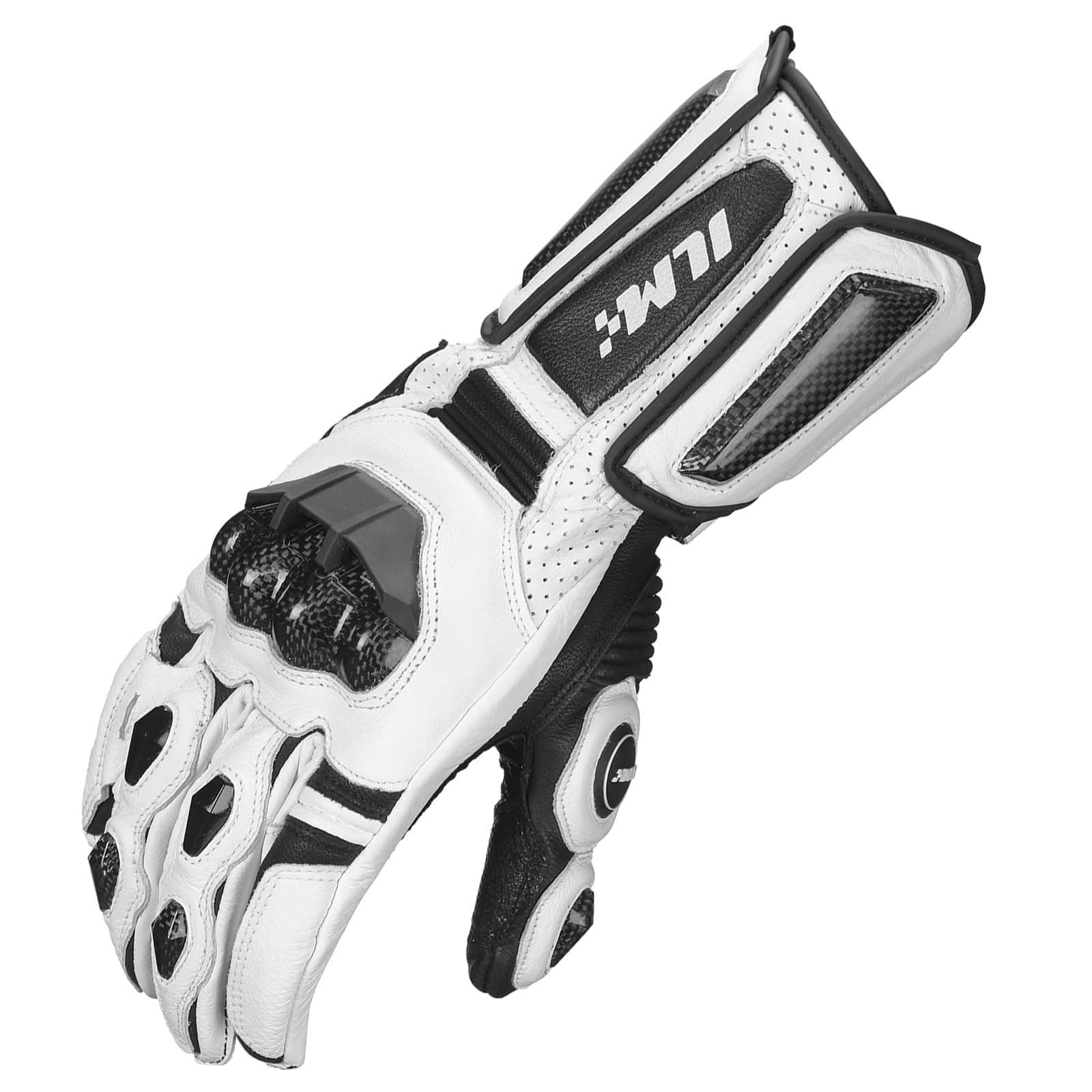 ILM バイク グローブ 革 （ヤギ革）秋冬春 グローブ 防風防寒 滑り止め ハードプロテクター 耐衝撃 冬用グローブ レザー手袋 アウトドア 男女兼用 (ホワイトL)