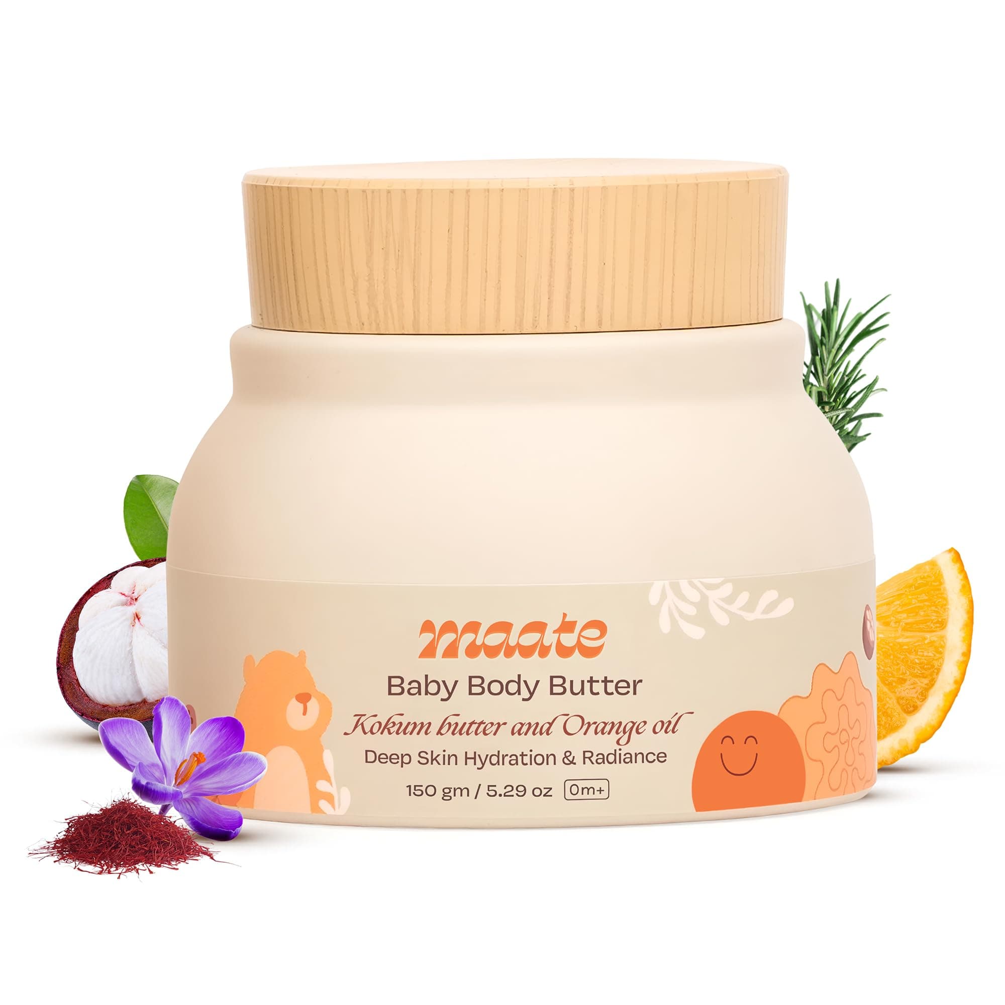 Baby Body Butter (150 gm) | Enriched with Pure Kokum Butter, Shea Butter, Orange & Saffron Oil | Baby Cream For Face, Skin & Body | Baby Body Butter For Kids 0-12 years | Baby Moisturizer Cream