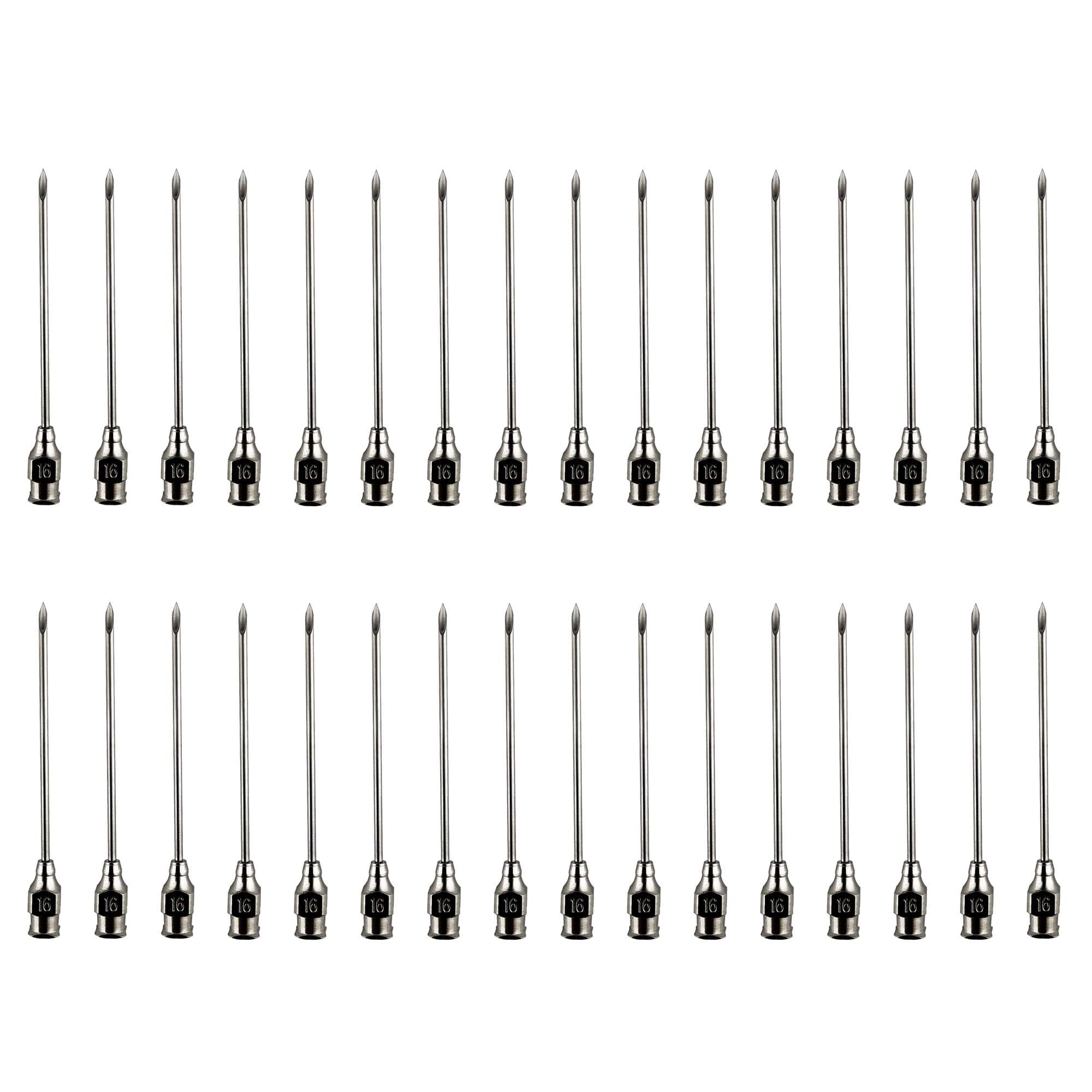 20PACK 16G-16 50mm Veterinary Stainless Steel Injection Needle,pet Poultry Needle，Bovine Pig Injection Needle