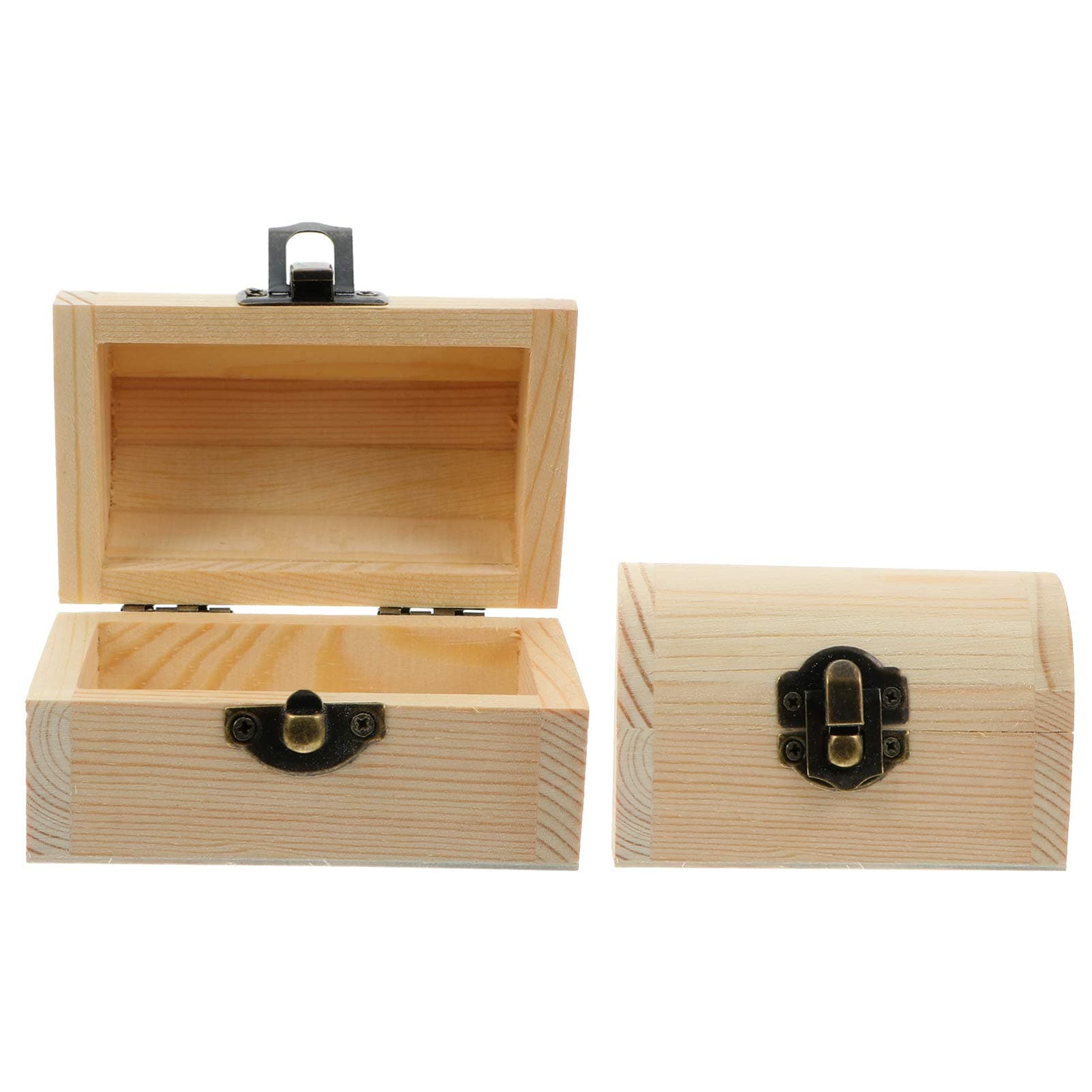 Unfinished Wooden Treasure Chest Box Wooden DIY Storage Box Blank Decorative Jewelry Box Graffiti Paint Your Own Gift Box with Locking Clasp for Art Craft Home Decor M ( Color : Wooden Lubricious 2pcs