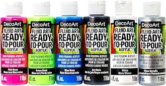 Fluid Art Ready-to-Pour Paint Set – Neon Blast Colors, Set of 6 (4 fl oz Bottles) – Neon Acrylic Pouring Paints for Canvas, Wood & Fluid Art DIY Projects