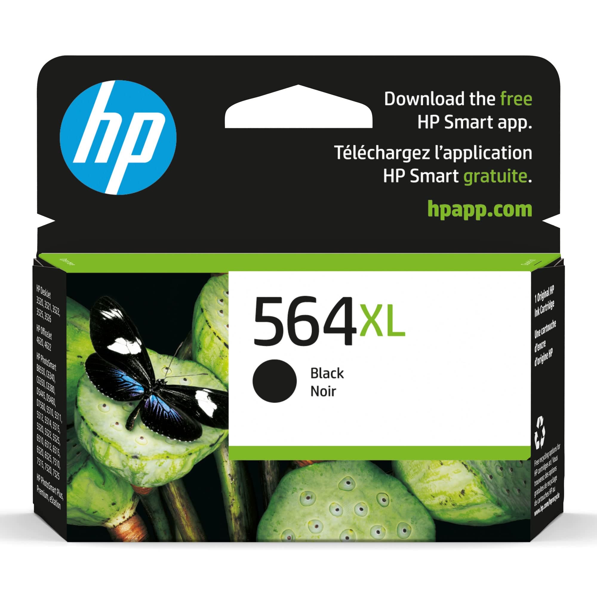 HP 564XL Black High-Yield Ink | Works with DeskJet 3500; OfficeJet 4620; PhotoSmart B8550, C6300, D5400, D7560, 5510, 5520, 6510, 6520, 7510, 7520, Plus, Premium, eStation Series | CN684WN