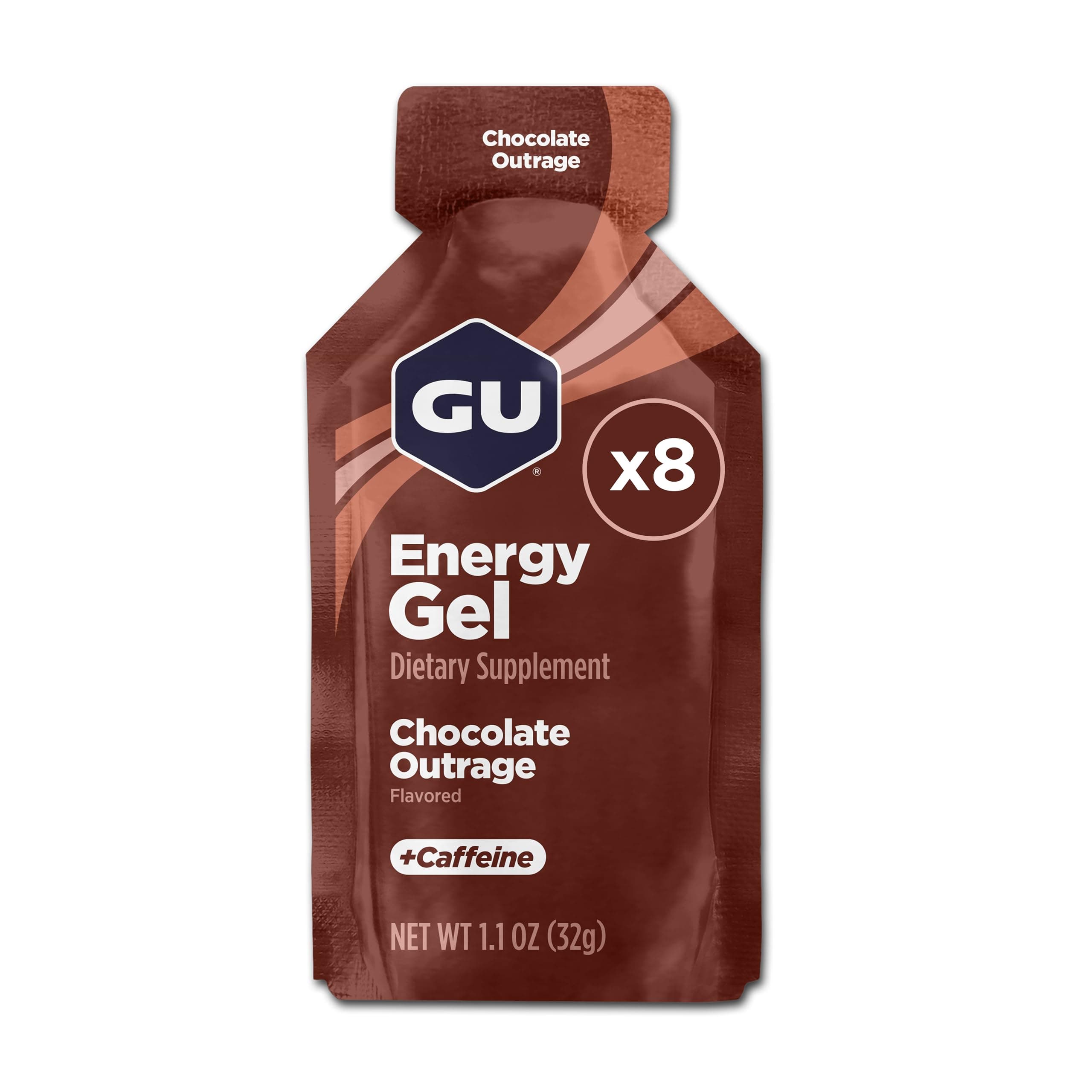 GU Original Sports Nutrition Energy Gel, Chocolate Outrage, 8-Count by GU Energy Labs