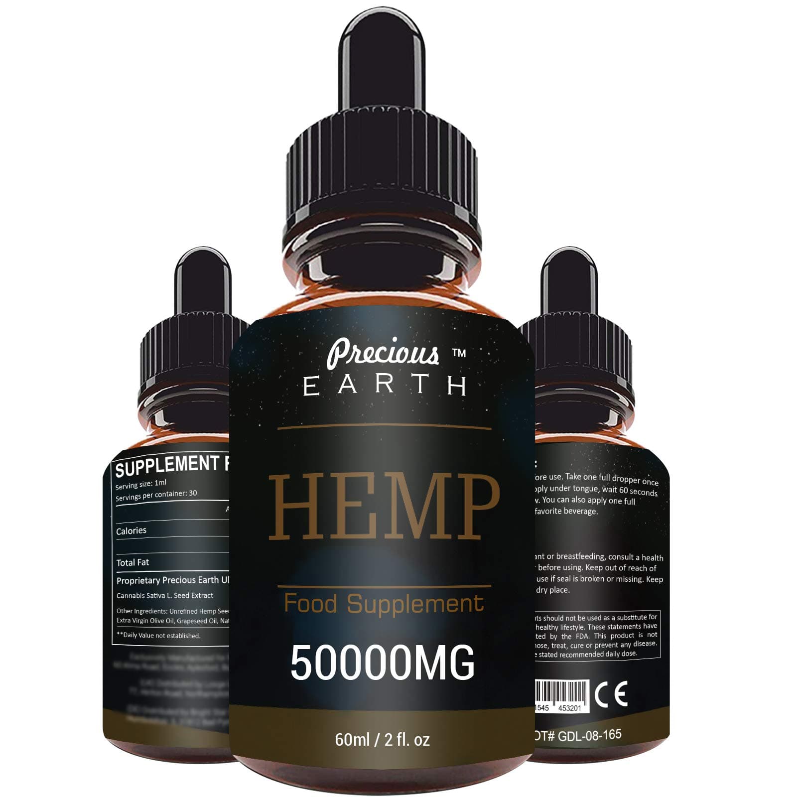 PRECIOUS EARTH 50000MG/60ML Premium Oil Drops, Natural Dietary Supplement,Immune System Support