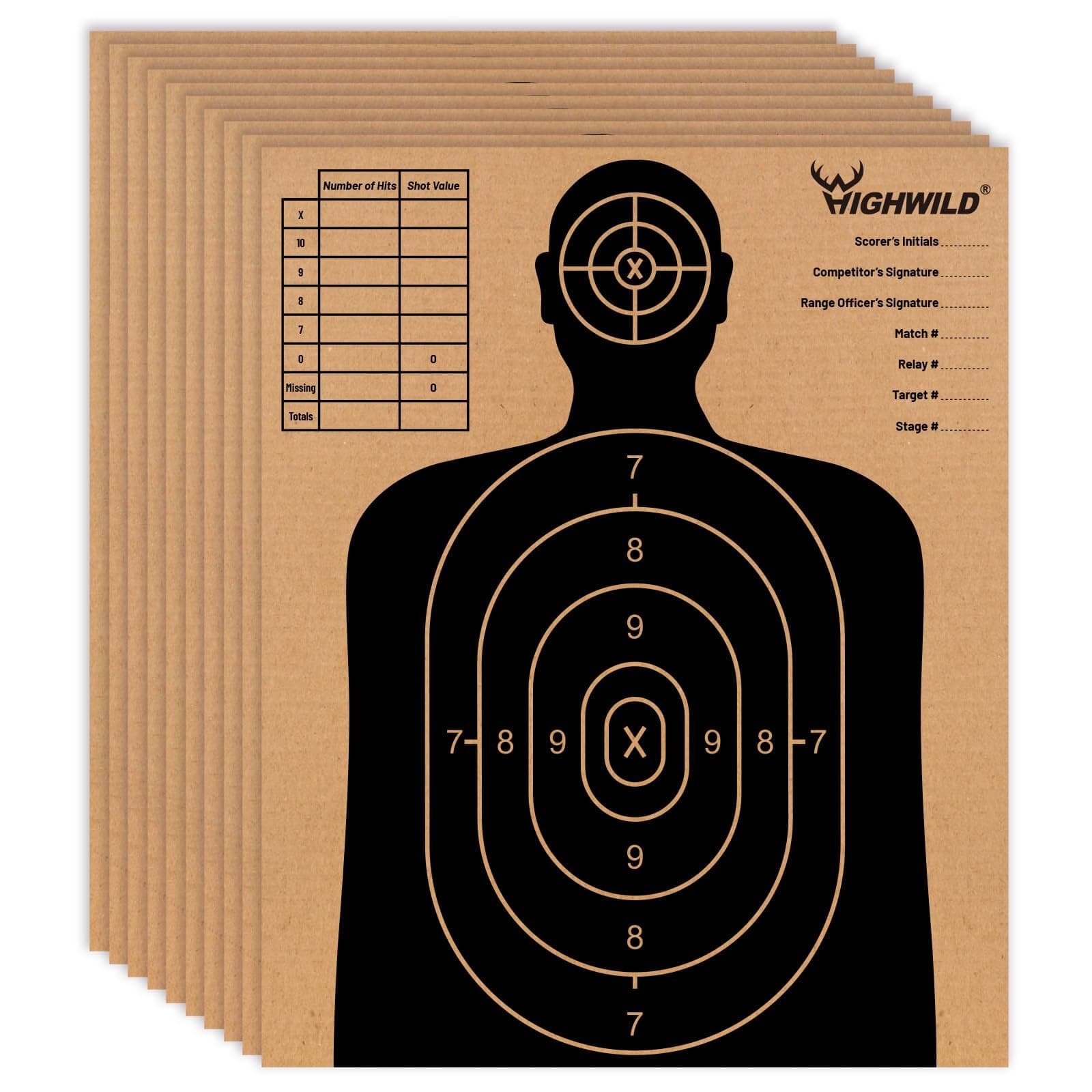 Highwild Paper Shooting Targets Silhouette Cardboard Targets for Shooting, Torso Paper Targets - ISPC/USPSA/IDPA