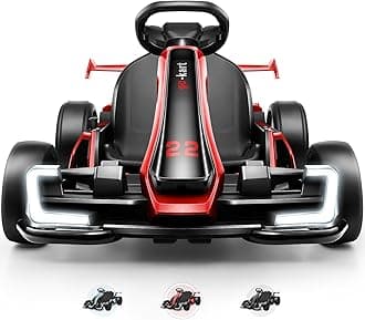 Electric Go Kart for Kids Age 6-12, 24V Electric Drift Kart Car with Adjustable Seat, Speeds, 8.5MPH, Bright LED Lights, 300W Powerful Motor, 24 Volt Ride on Crazy Cart, Red