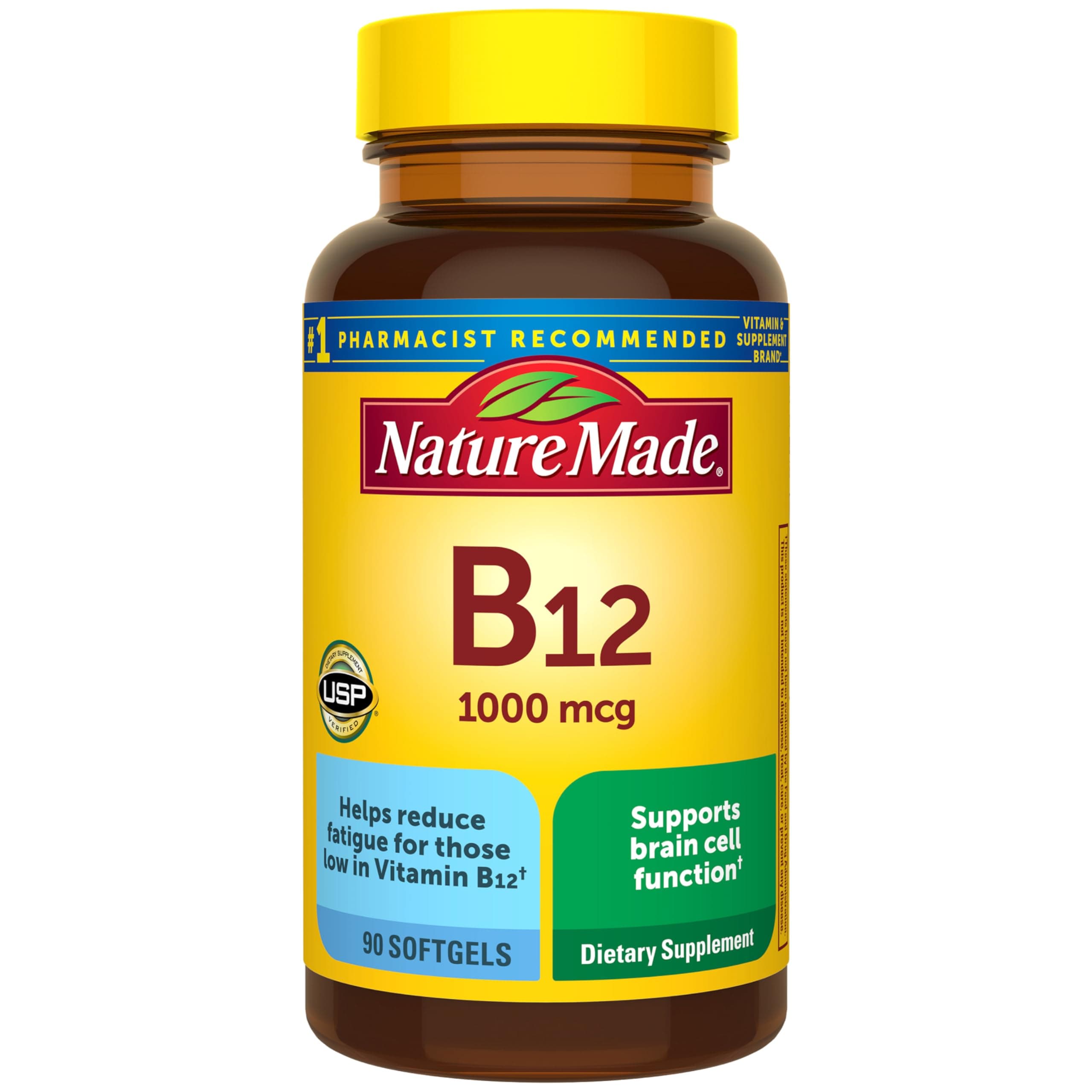 Nature Made Vitamin B12 1000 mcg, Dietary Supplement for Energy Metabolism Support, 90 Softgels, 90 Day Supply