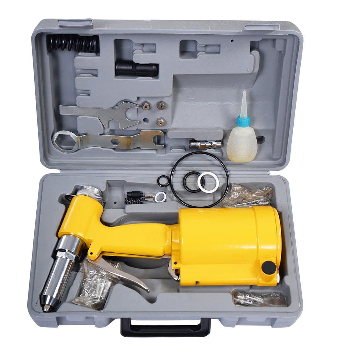 New Pneumatic Air Hydraulic Pop Rivet Gun Riveter Riveting Tool with Case