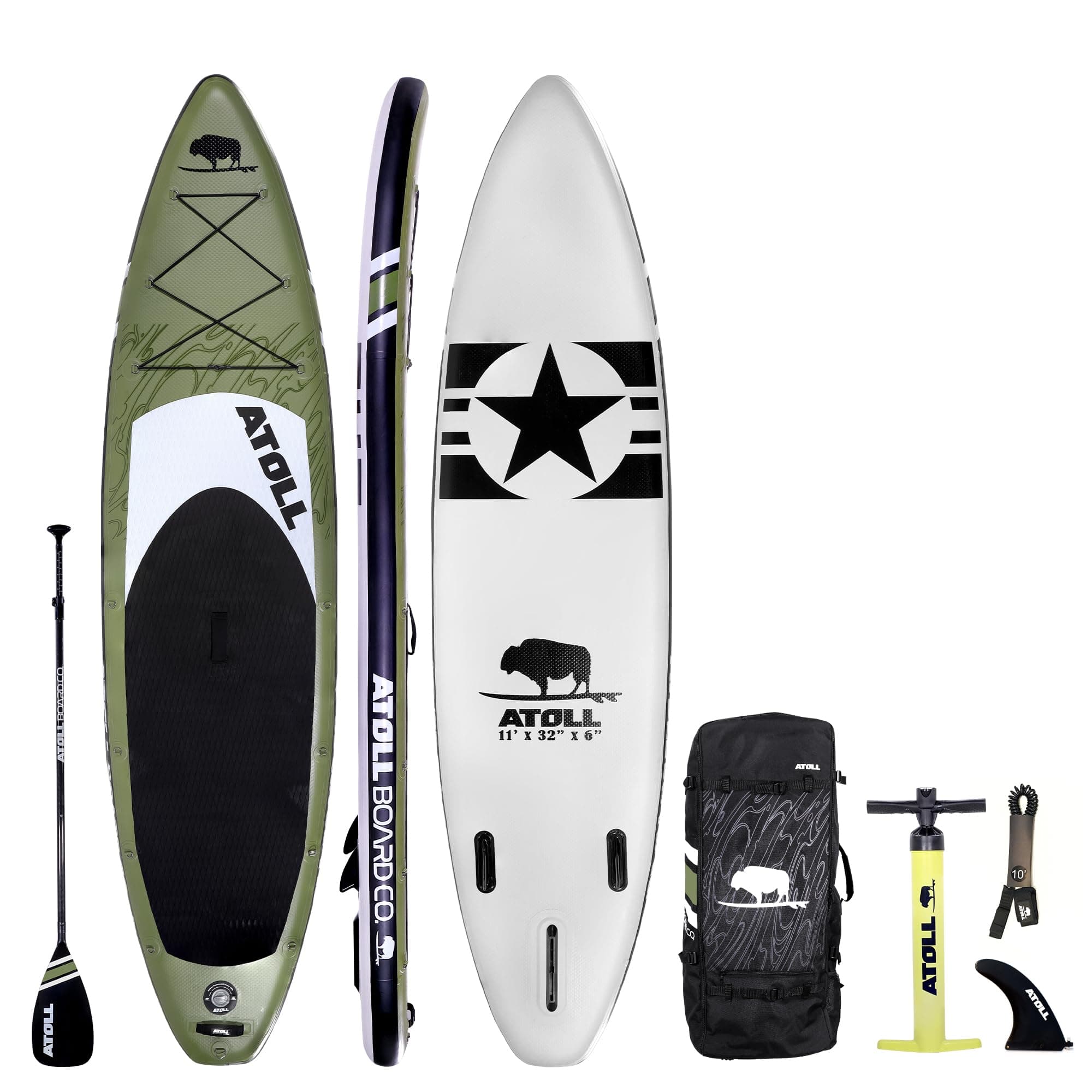 Atoll Inflatable Paddle Board with Premium SUP Stand Up Paddle Board Accessories & Back Pack, Non-Slip Comfort Deck for Unisex Adult