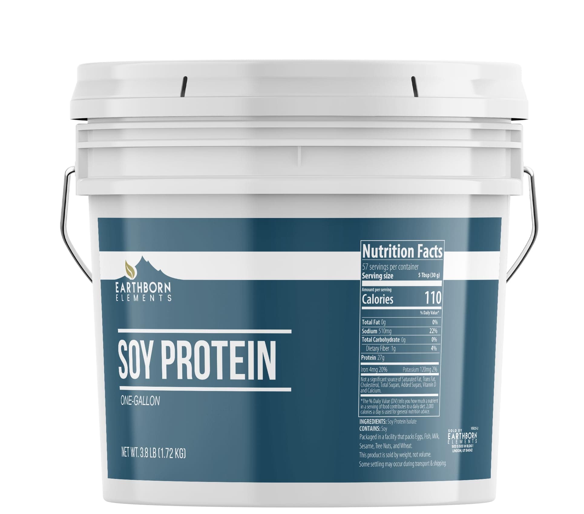 Earthborn Elements Soy Protein Powder 1 Gallon Bucket, Always Pure, Smoothies & Shakes (60.8 Ounces)