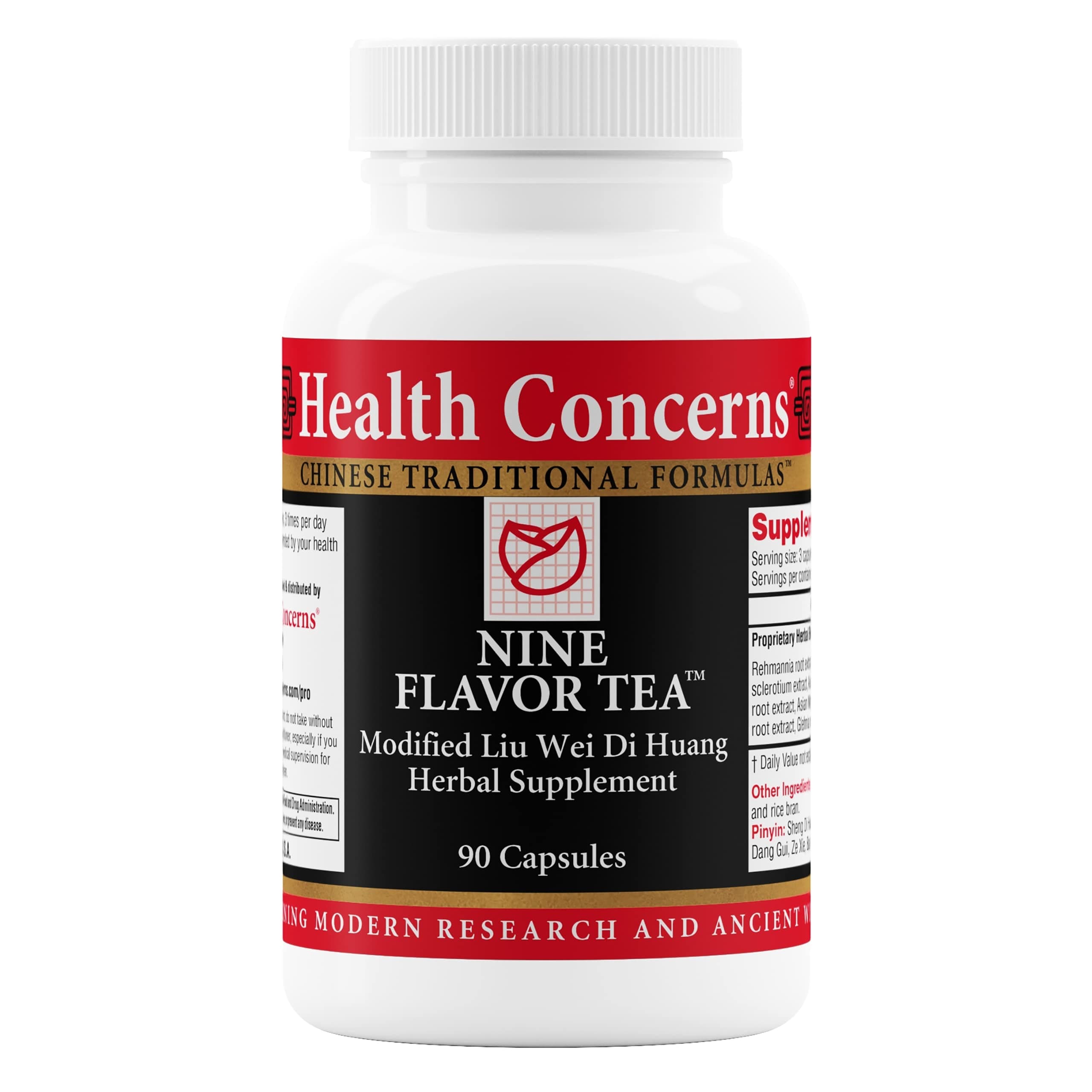Health Concerns Nine Flavor Tea – Immune Support, Kidney Support & Lymphatic Health – Chinese Herbal Supplement for Oral Health, Night Sweats, Blurred Vision – 90 Capsules
