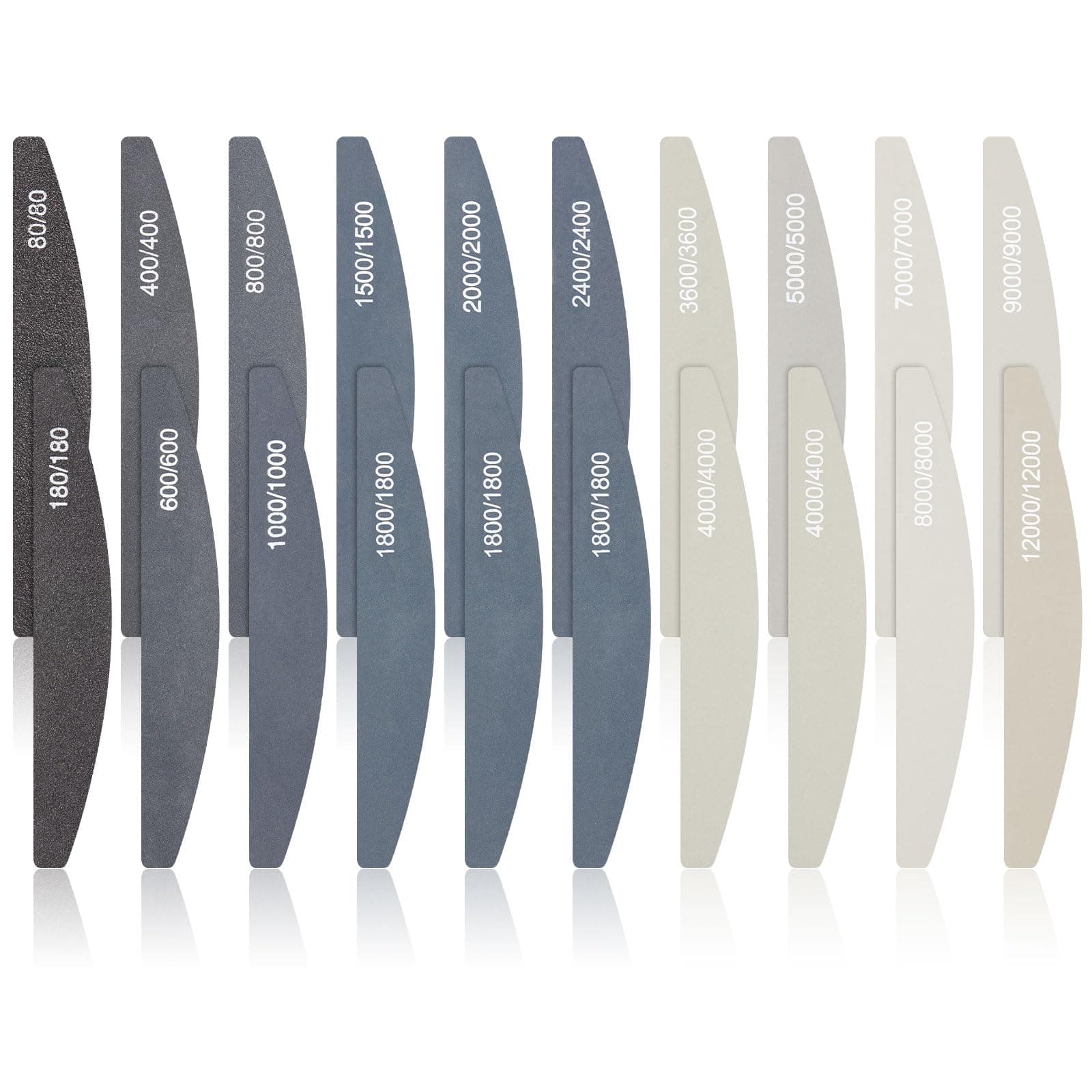 Honoson 20 Pcs Sanding Sticks for Plastic Models Polishing Sticks Assorted Metal and Wood Sanding Tools Accessory for Model Craft Amateur Beginner (Low Grits and High Grits,Crescent Style)