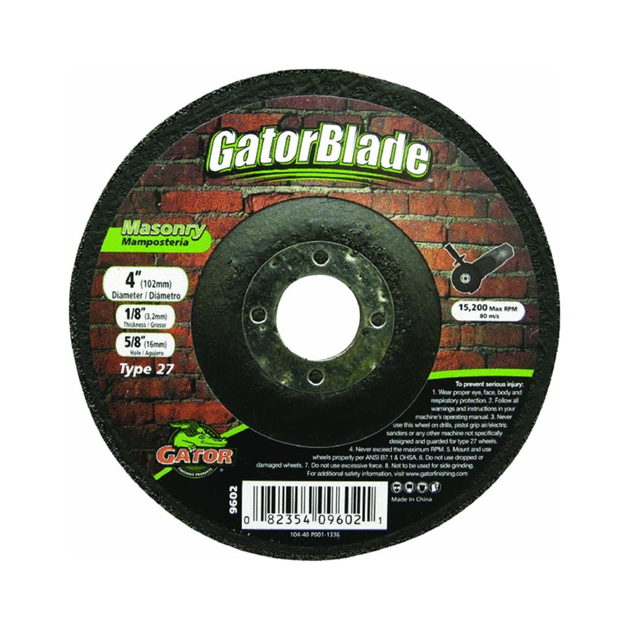 Gator 4 in. Aluminum Oxide Masonry Cut-Off Blade .045 in. x 5/8 in. 1 pc.