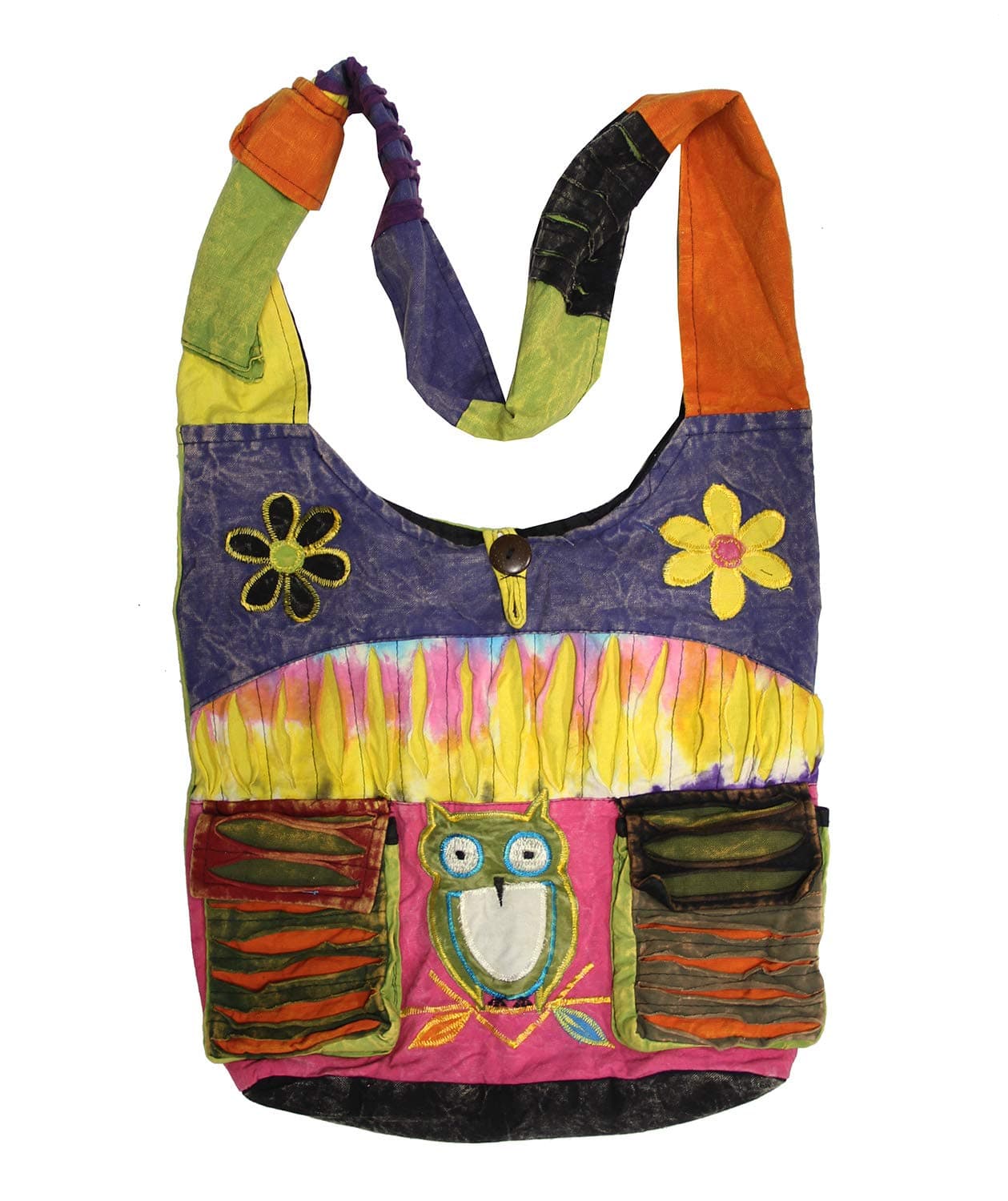 Hobo Bohemian Recycled Patch Peace Crossbody Bag Nepal