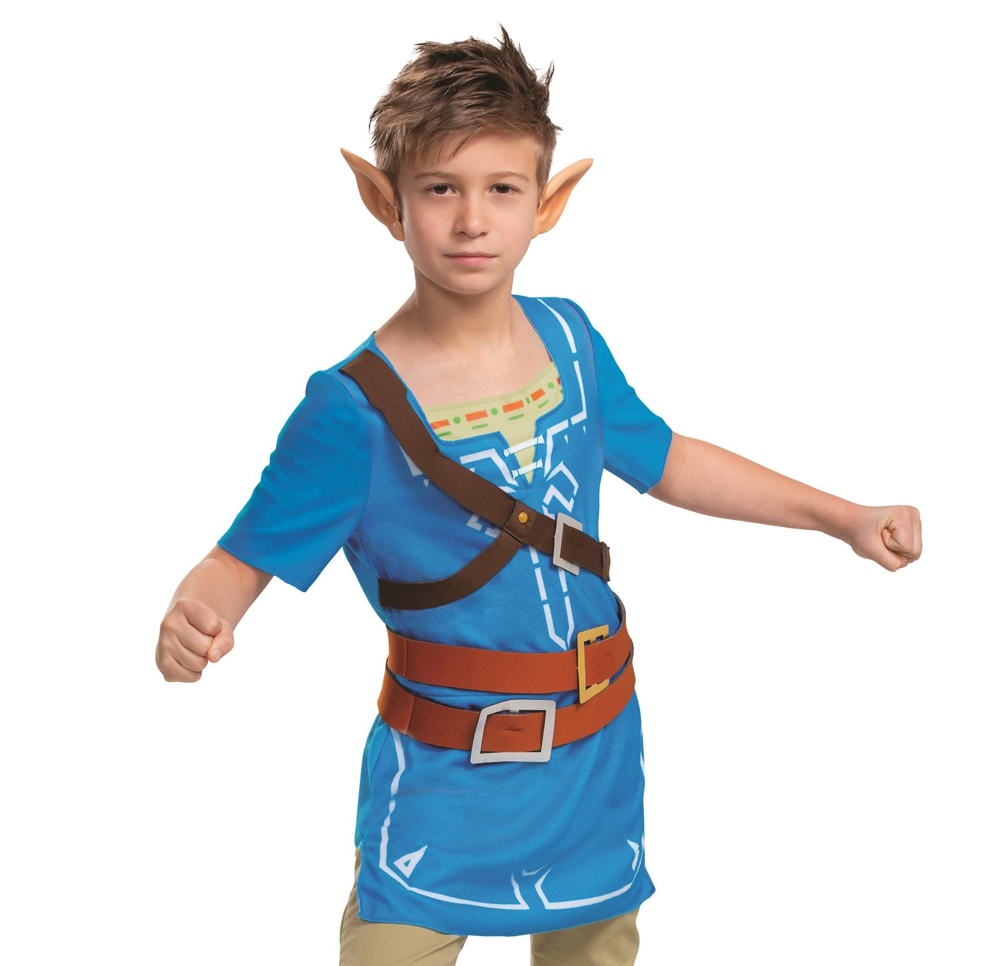 Disguise Official Legend of Zelda Costume Kids, Link Costume Kids Breath of the Wild Costume, Nintendo Costume Fancy Dress Up Outfit for Children World Book Day Costumes for Boys Large