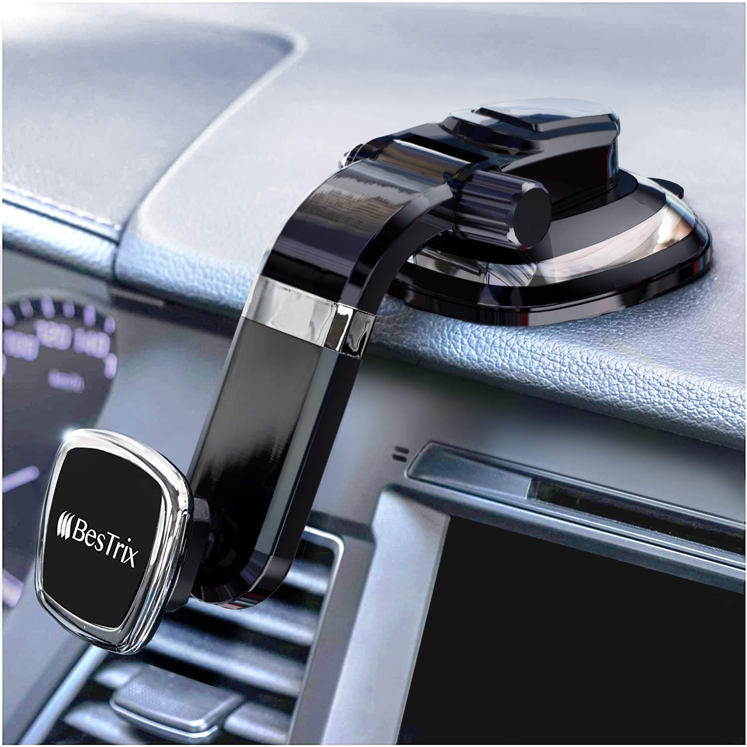 BESTRIX Phone Holder for Car, Magnetic Car Phone Mount | Dashboard Car Phone Holder Compatible with iPhone 15, 14,13,12,11Pro,Xr,XS Pro MAX Galaxy S24 23 22 21 20 Ultra Note S8 S9 S10 & All Smartphone